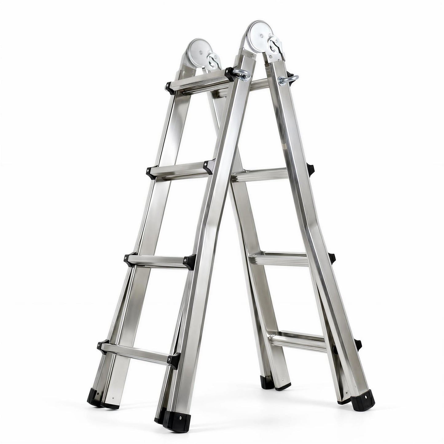 Telescoping A Frame Ladder Extension Ladders for Outdoor Home Use, Multi Position Ladders Adjustable Ladder for Stairs, Indoor, Roof and Rv Use, Steel, 330 Lbs Capacity