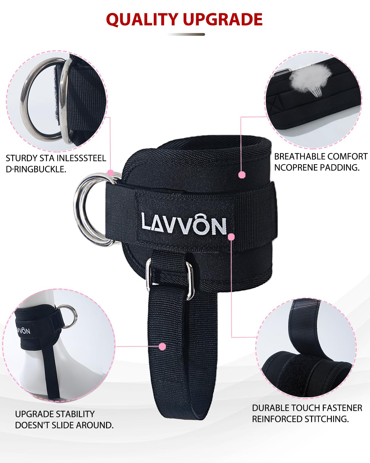 Barbell Squat Pad Set Nylon Padding AntiSlip- Thick Foam Barbell Pad for Squats Cushion,Lunges&Bar Padding for Hip Thrusts -Standard Weight Bar Pad -With Wrist Straps Weightlifting (Ankle-Black)
