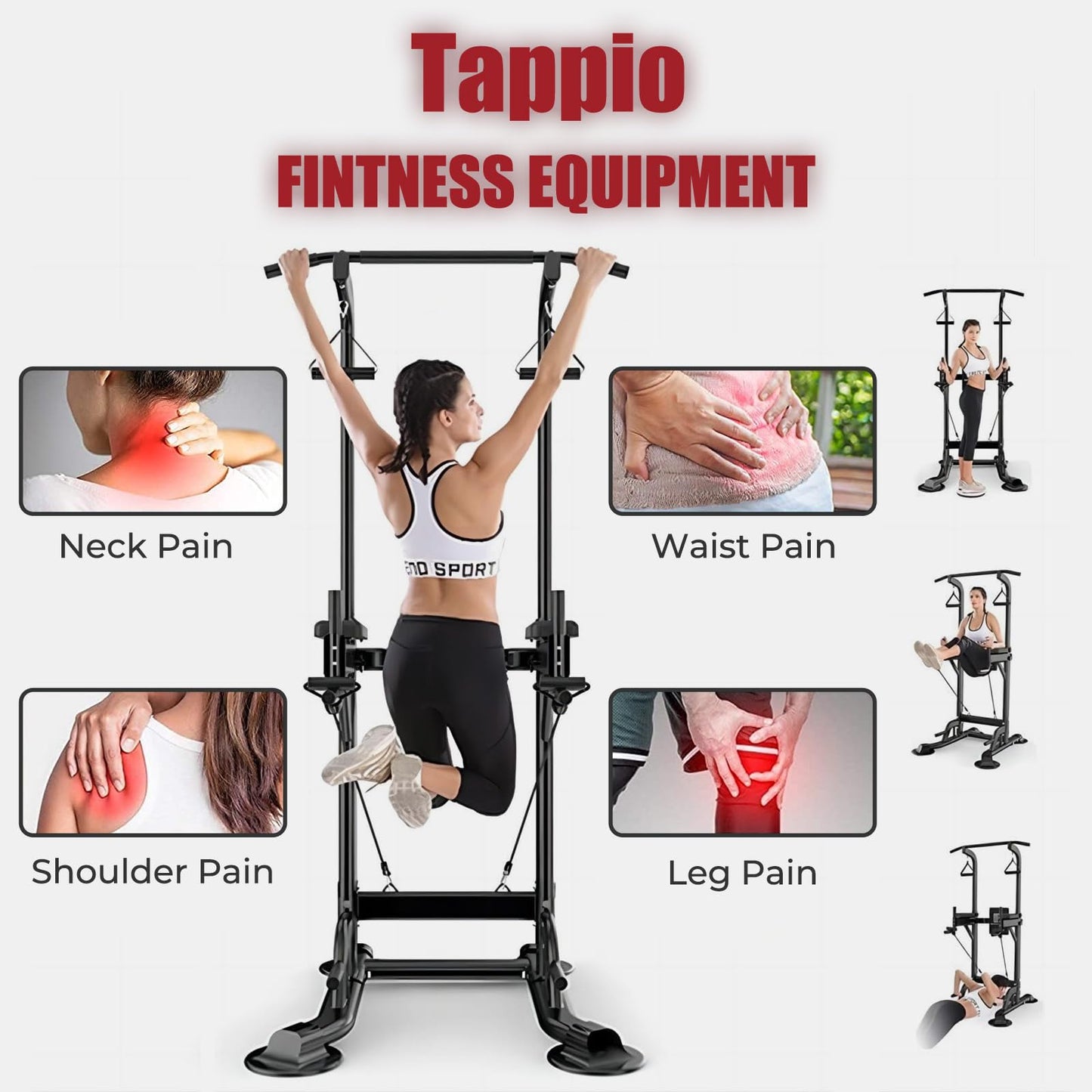 Tappio Power Tower Pull Up Bar for Home Gym, Multi Functional Pull Up Bar Stand Dip Bar Station, Adjustable Height Workout Dip Station Strength Training Fitness Equipment