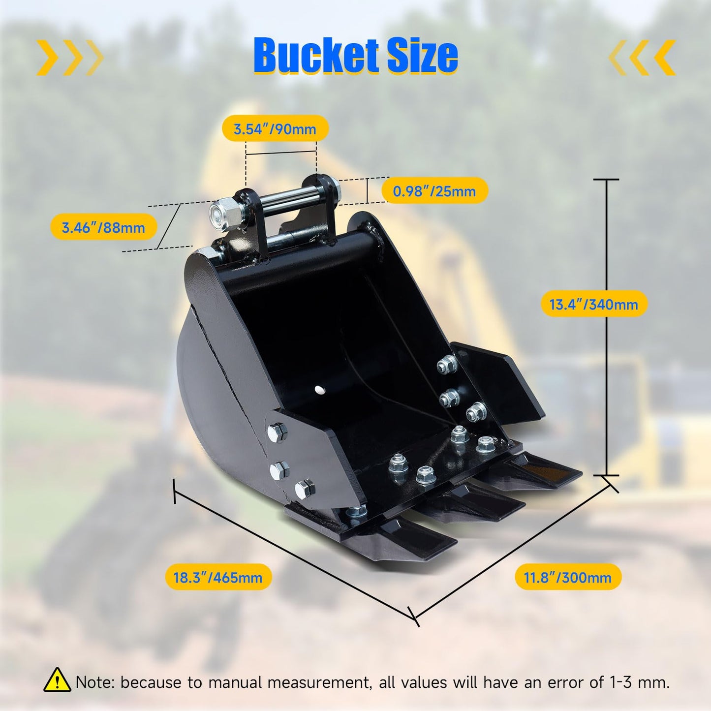 DANWIWEE Mini Excavator Digging 11.8in Bucket Attachments for Mini Excavator, 300mm Trench Buckets with Metal Teeth Fit for 1-2 Tons Mini Excavator, Small Digger Buckets Excavator Backhoe Attachments