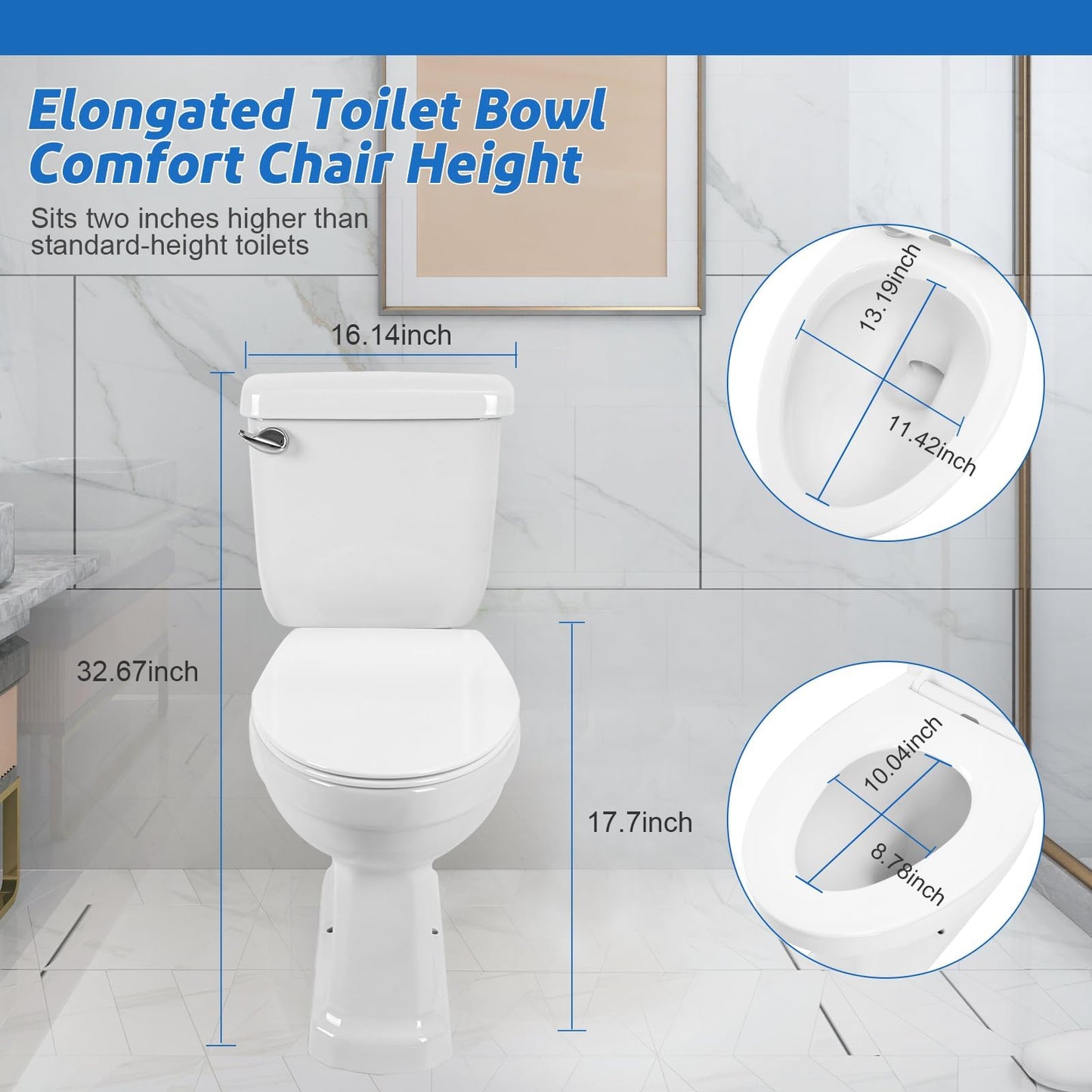 800W Macerating Toilet with Pump–Upflush Toilet System for Basement/Attic, 4 Water Inlets & AC Vent, 36ft Vertical Lift, Dual Flush, Easy Install,17.7" Elongated Toilet
