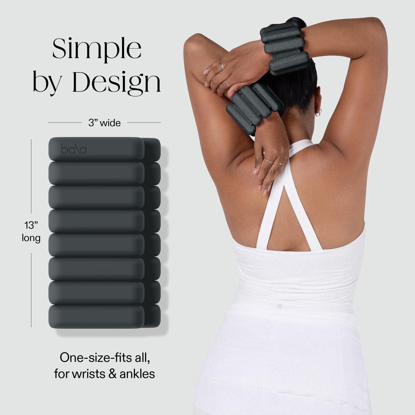 Bala Bangles Wrist & Ankle Weights for Women & Men - 2 lb Adjustable Weighted Bands - Soft Silicone Arm & Leg Weights for Pilates, Yoga, Walking, Barre, Home Workout & Strength Training Exercise