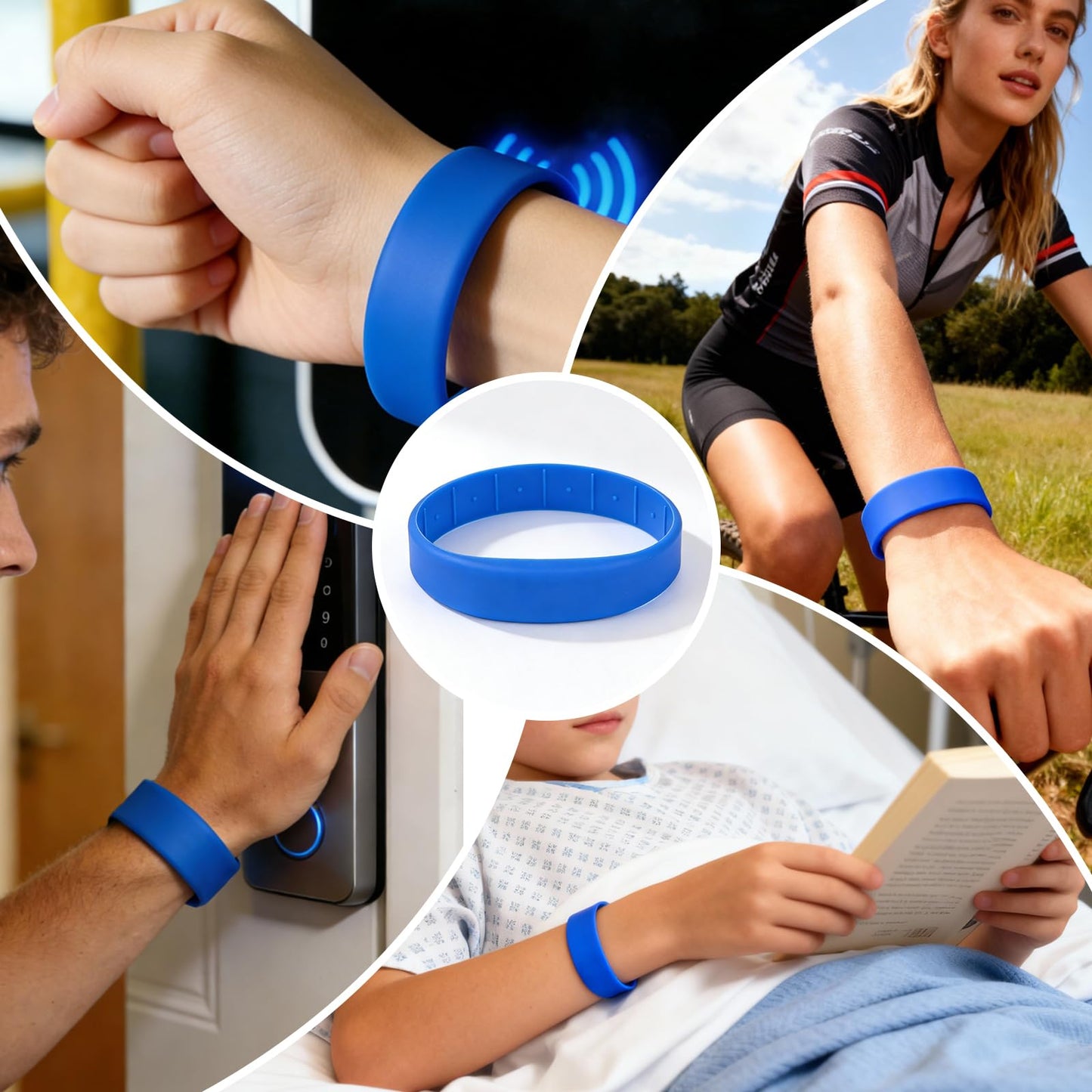 RFID Wristband, 13.56MHz Silicone Waterproof IC Bracelet for Access Control, Gym Membership, Water Park for 2PCS