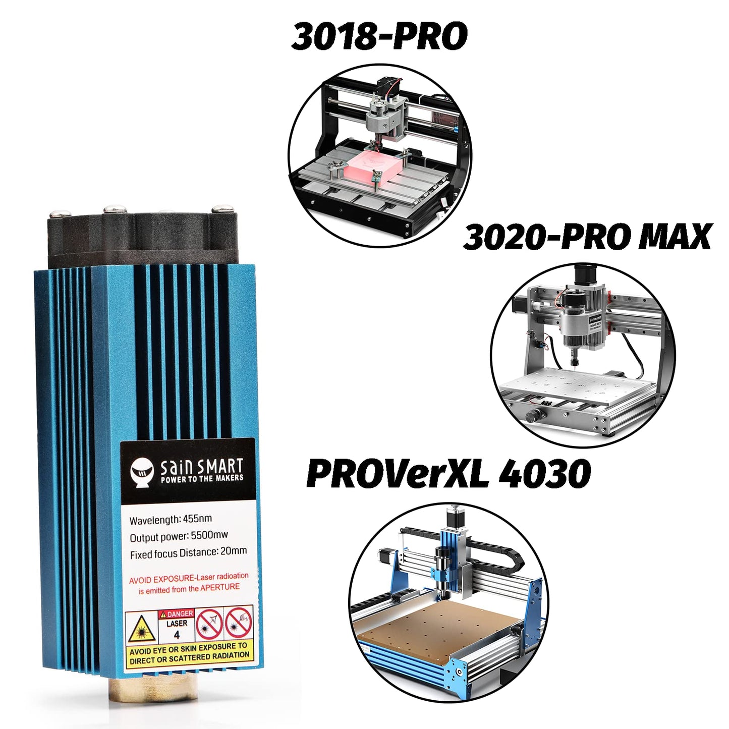 Genmitsu CNC Router Machine PROVerXL 4030+FL55P Laser Module Kit for Wood Metal Acrylic MDF Carving Arts Crafts DIY Design, 3 Axis Milling Cutting Engraving Machine