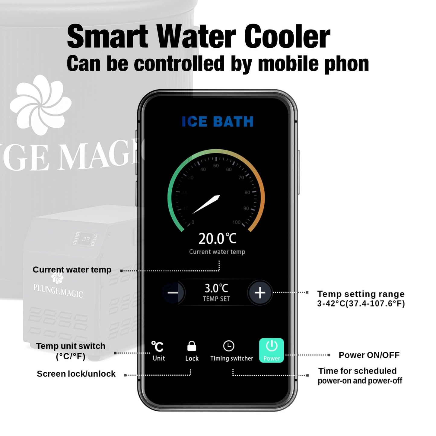 Plunge Magic M3 Smart Cold Plunge Chiller for Ice Baths 1/3HP | Precise Temperature Control | Mobile App Control | Quick 5-Minute Setup | Energy-Efficient | Boost Recovery, Sleep, & Fat Loss