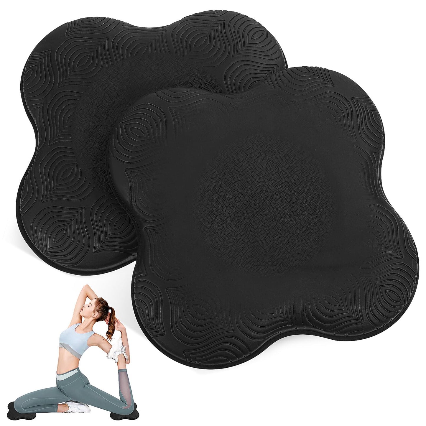 Happyyami 2 Pack Yoga Knee Pads 7.87X7.87X0.59In Non-Slip Foam Cushion for Kneeling Elbow Wrist Support Multi-Purpose Mat for Pilates Exercise Home Gym