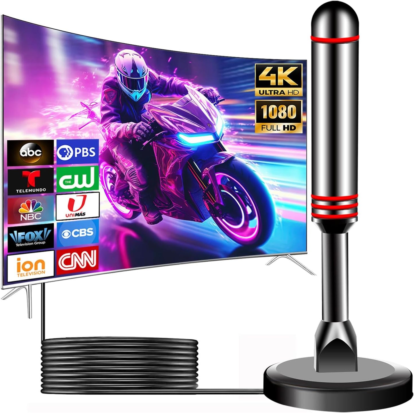 Generic 4K 1080p TV Antenna Indoor Antenna for Smart TV for Long Range Reception and All Smart TVs HD Digital Antenna