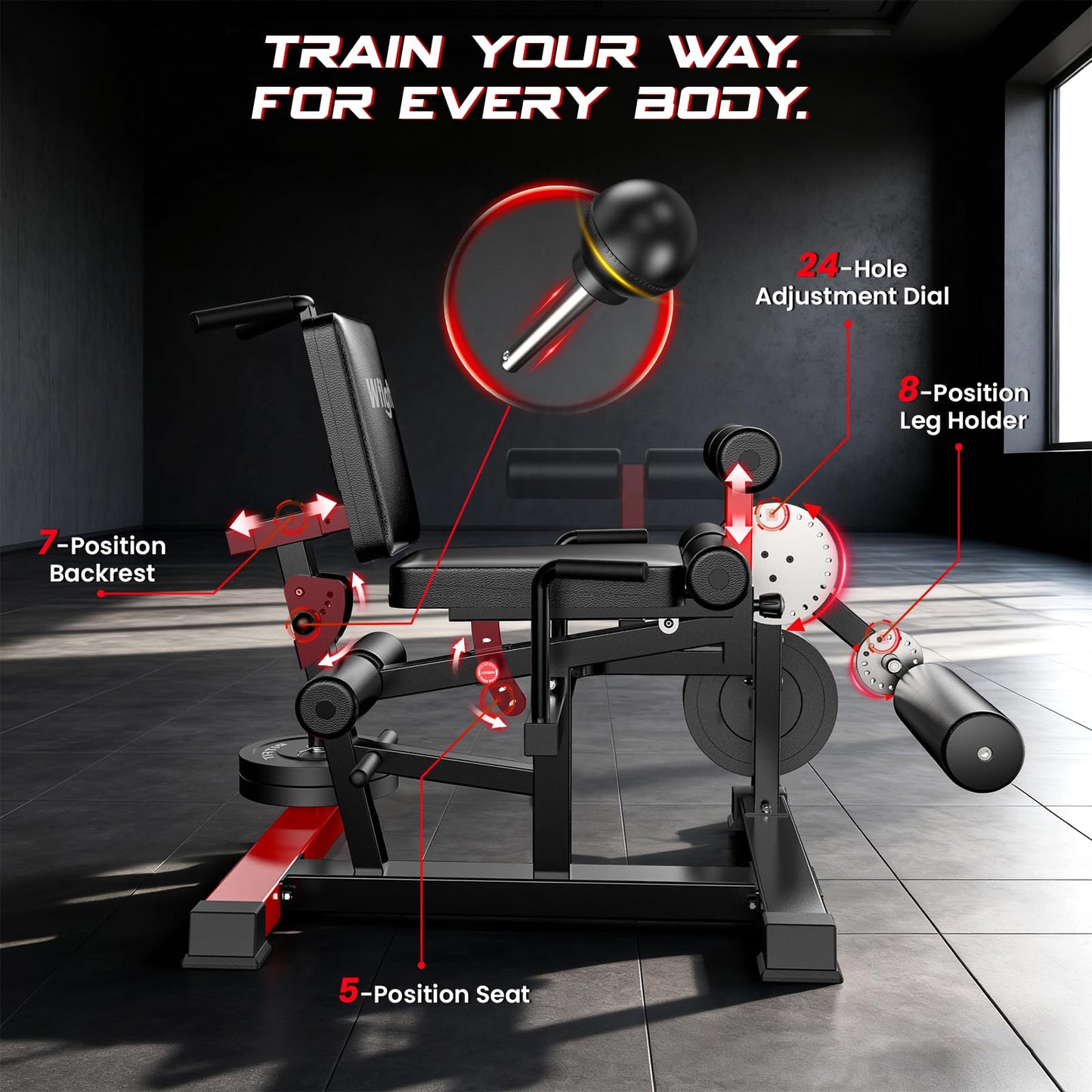 Leg Extension and Curl Machine,Adjustable Leg Curl Machine for Home Gym,4 in 1 Lower Body Workout Machine with 1000LB Capacity,Leg Workout Equipment Compatible with 1" and 2" Plates