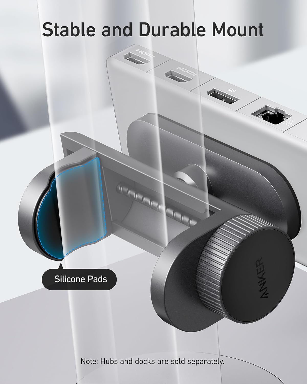USB4 4 Anker Hub Mounting Kit with Adjustable Design, Compatible with Anker USB-C Hubs, Docking Stations, Thunderbolt