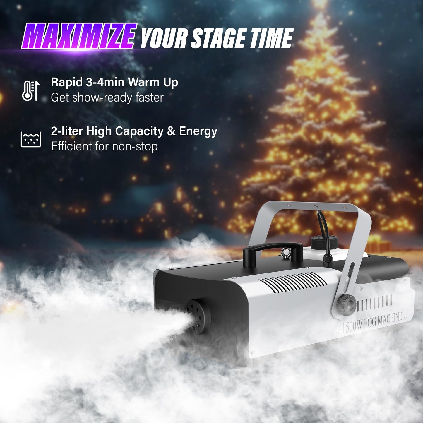 Sklydron 1500W Fog Machine - Halloween Smoke Machine with Remote & Wired Control, Maquina De Humo Para DJ with16000 CFM High Output for Haunted Houses, Stage Shows & Wedding,DJ Club,Live Concert