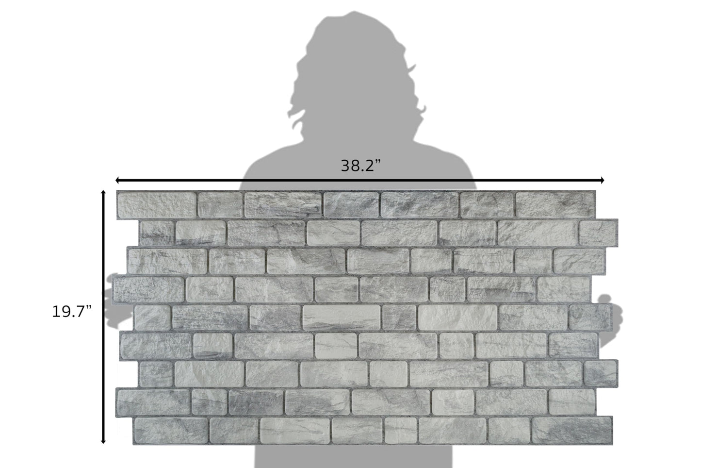 Dundee Deco 3D Wall Panels - Faux Bricks Textured PVC Wall Paneling for Interior Decor - Waterproof & Easy to Clean - 38" x 20" - Grey - Single Panel, Covers 5.2 sq ft