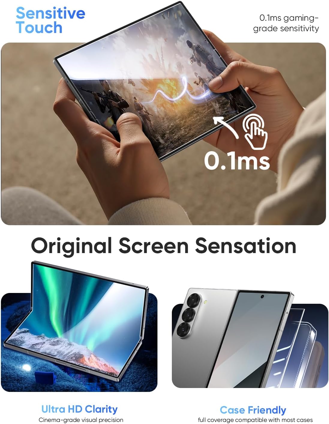 6 2 Pack MAGIC JOHN for Samsung Galaxy Z Fold Screen Protector [Not Glass], Inner Flexible PET Film & Front Film