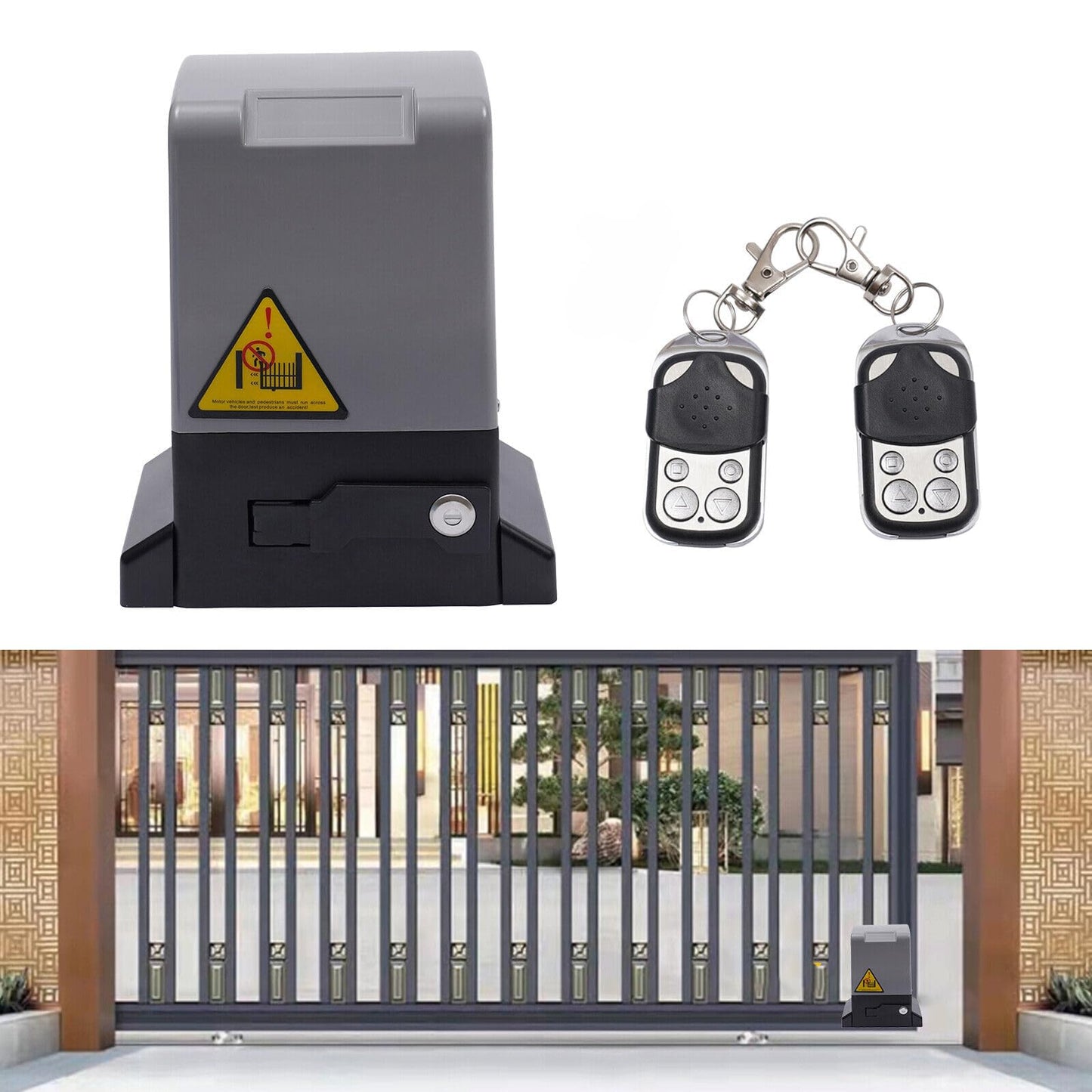 Automatic Sliding Gate Opener Kit, 550W 2700Lbs Electric Sliding Gate Opener Door Driveway Motor Electric with 2 Remotes & Infrared Anti-Trap Function, Complete Rolling Door Opening Hardware Kit