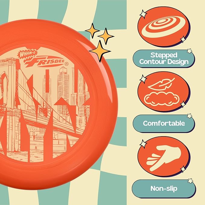 Wham-O Frisbee Cool Flyer Flying Disc, 9.95 Inch Sports Disc Lightweight Durable for Outdoor Beach Park Backyard Game - 130g