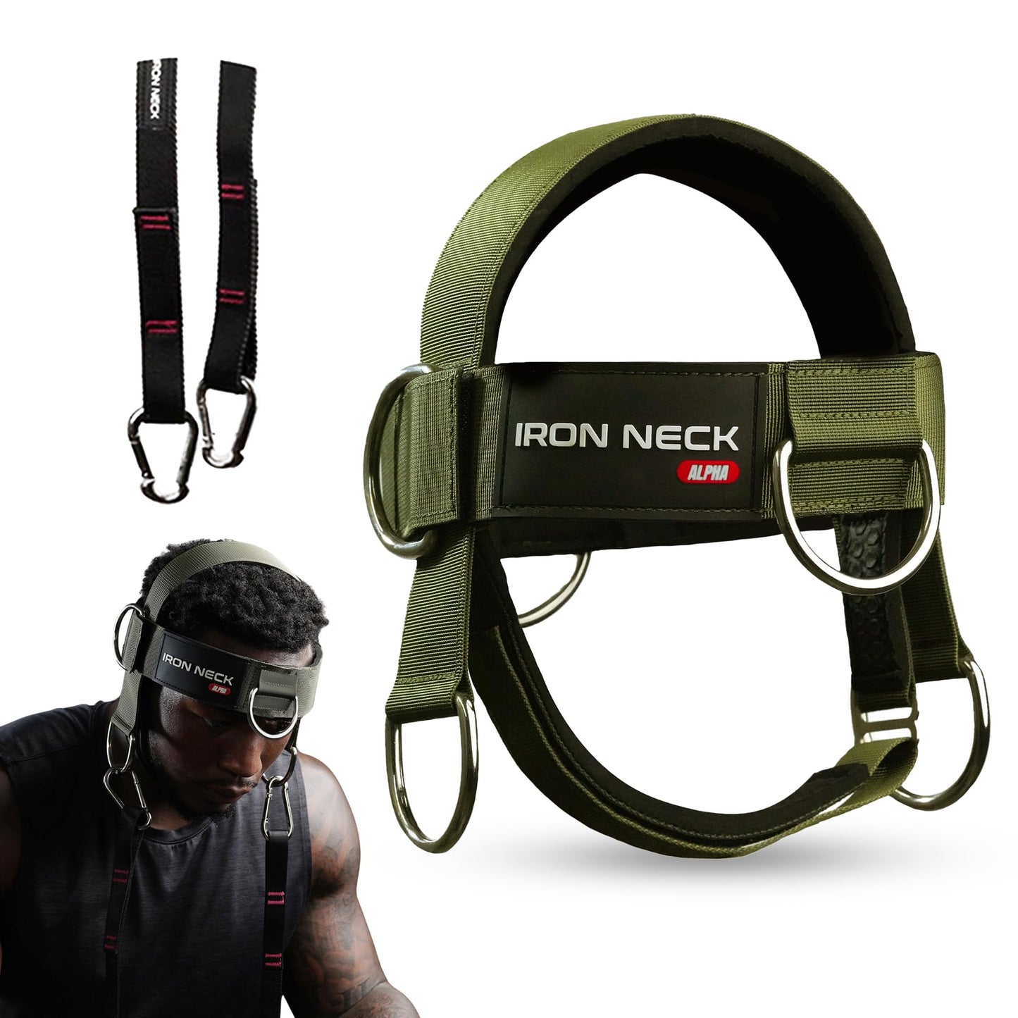 Iron Neck , Versatile Neck Exerciser, Strengthener and Trainer with Adjustable Head and Chin Strap, Portable Head Harness for Weight Lifting, Home and Gym Use | Bundle with Iron Neck Skull Cap