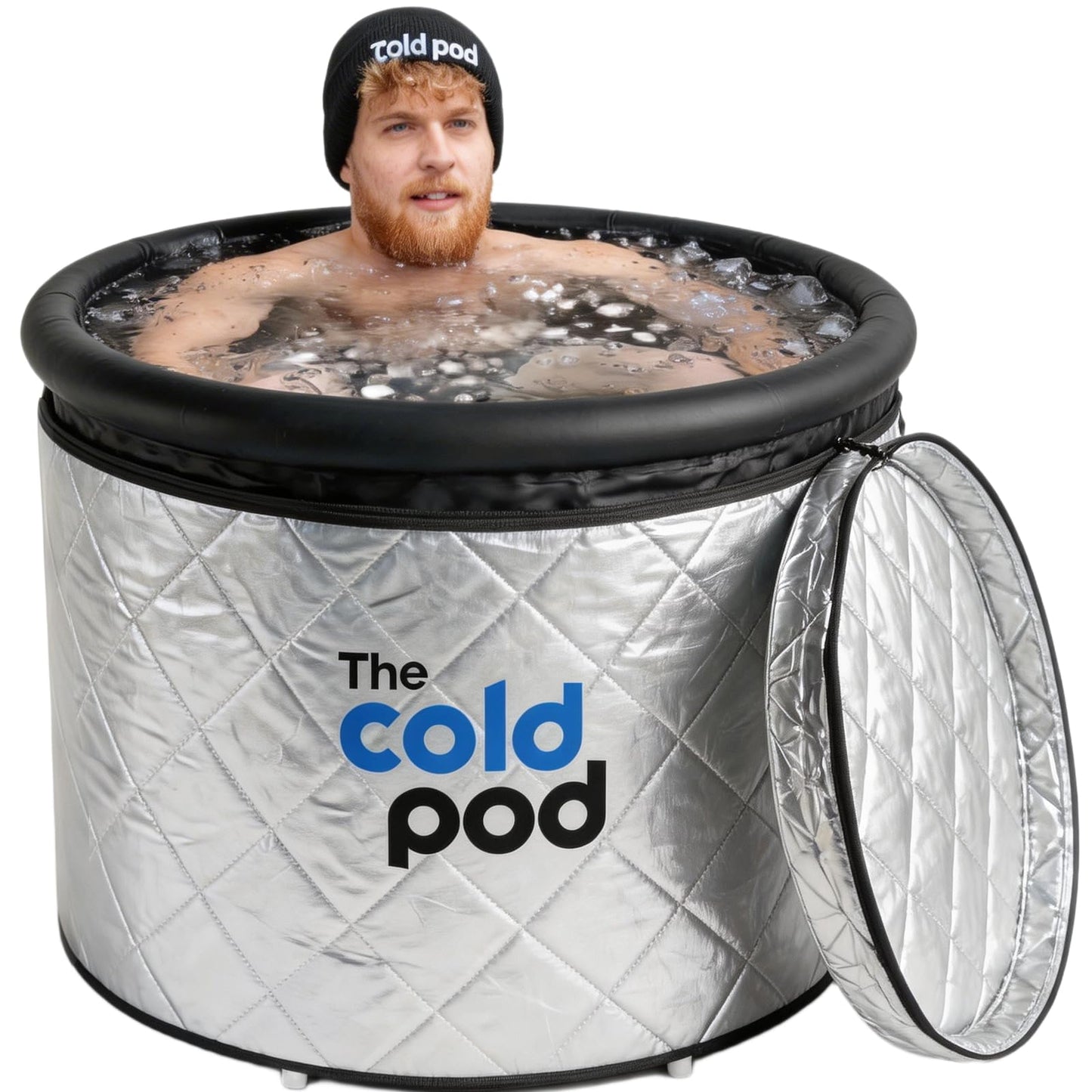 The Cold Pod Cold Plunge Tub: 85 Gal Round Tub with Full-Wrap UV-Reflective Insulation Cover Bundle for Indoor & Outdoors Use - Portable Ice Bath Tub for Athletes&Crossfitters &Wim Hof Enthusiasts