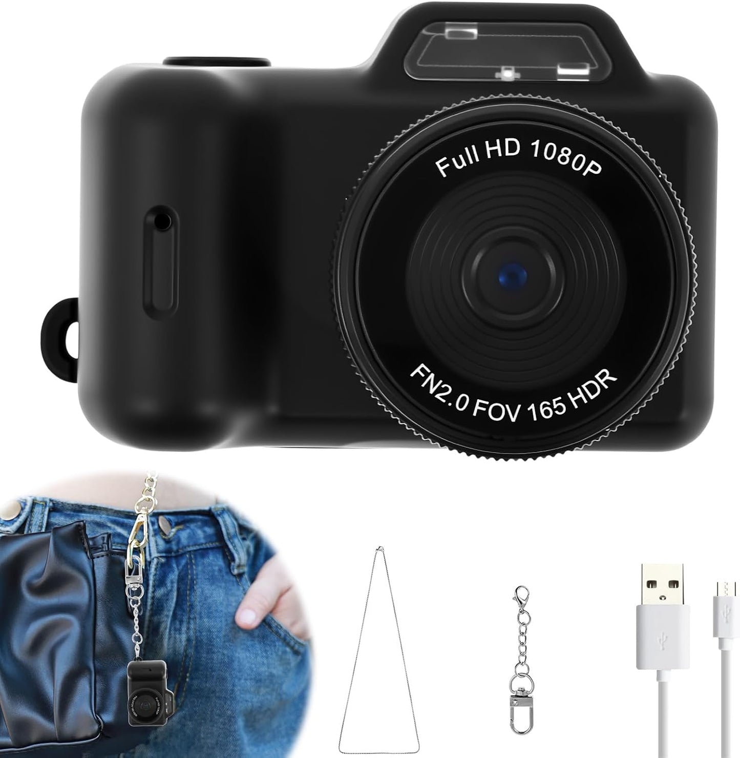 Fizocosisto 1080P Mini Camera Video, Mini Keychain Digital Camera Pocket Size,Recorder with Long Battery Life