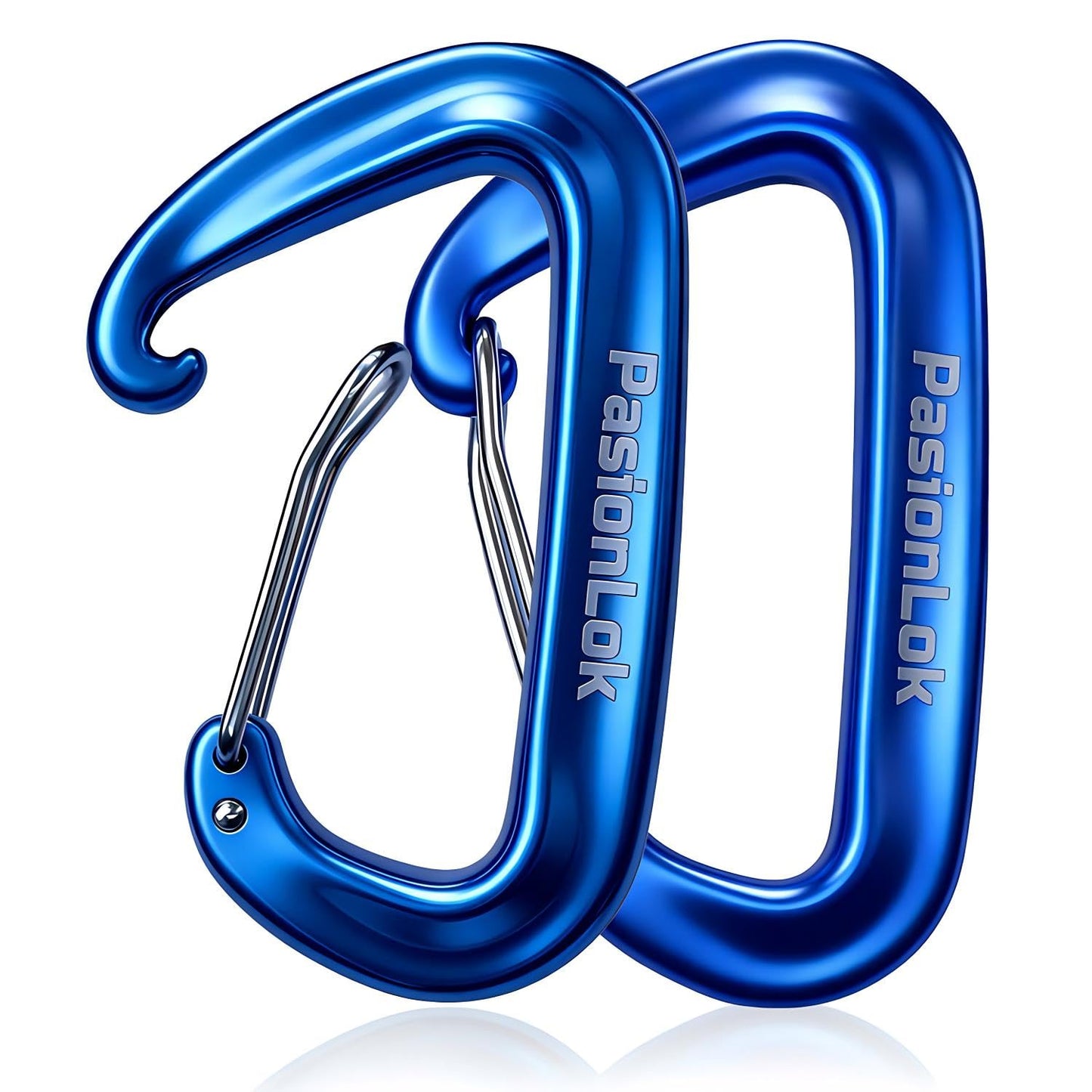 PasionLok Carabiner Clips Heavy Duty 12KN, 2 Pack Aluminum Carabiner Keychain, Small D Ring Hook for Hammock Camping Essentials, Backpack Key Ring Clip, Dog Leash, Multi Color
