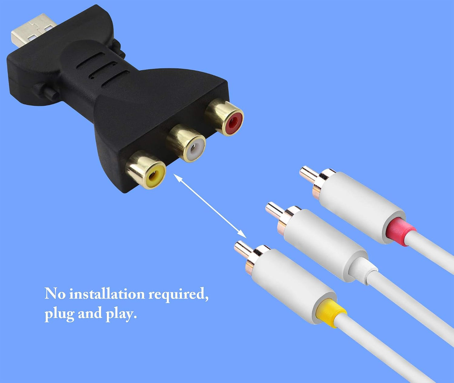 zdyCGTime 2pcs 2.0 2/3RCA Adapter,1080P USB Male to Female Jack Splitter Audio Video AV Composite AV to USB Connector