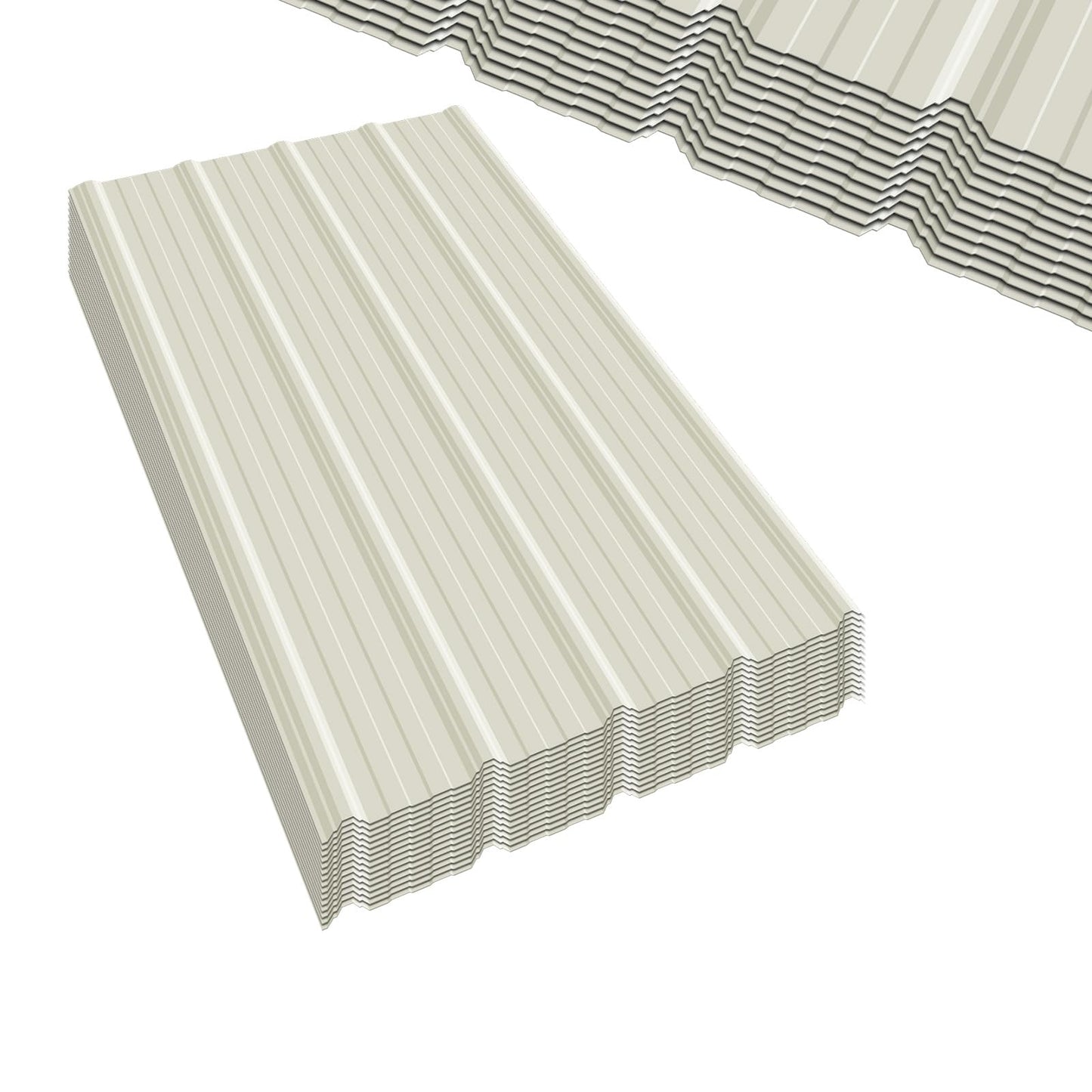 Extra-Wide Coverage Metal Roof Panels (62"x33") Corrugated Galvanized Steel with Screws Waterproof for Warehouse Industrial Shed Garage Patio Roofing 8 Pcs Ivory