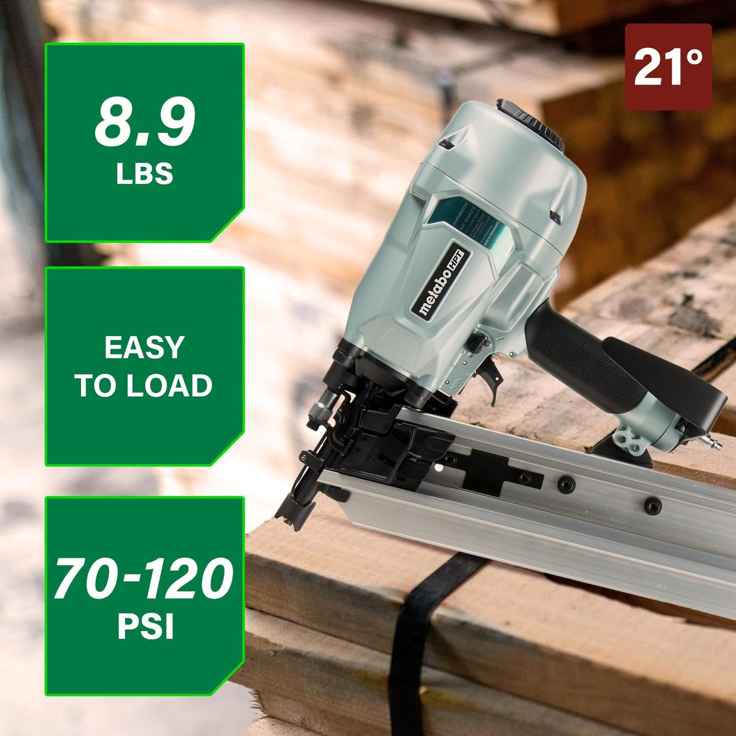 Metabo HPT Framing Nailer, Pro-Preferred Pneumatic Power Nailers in Framing Tools, Powerful Tool With Tool-less Depth Adjustment & Claw Tip, 21° 3-1/2" Plastic Collated Nails, NR90AC5