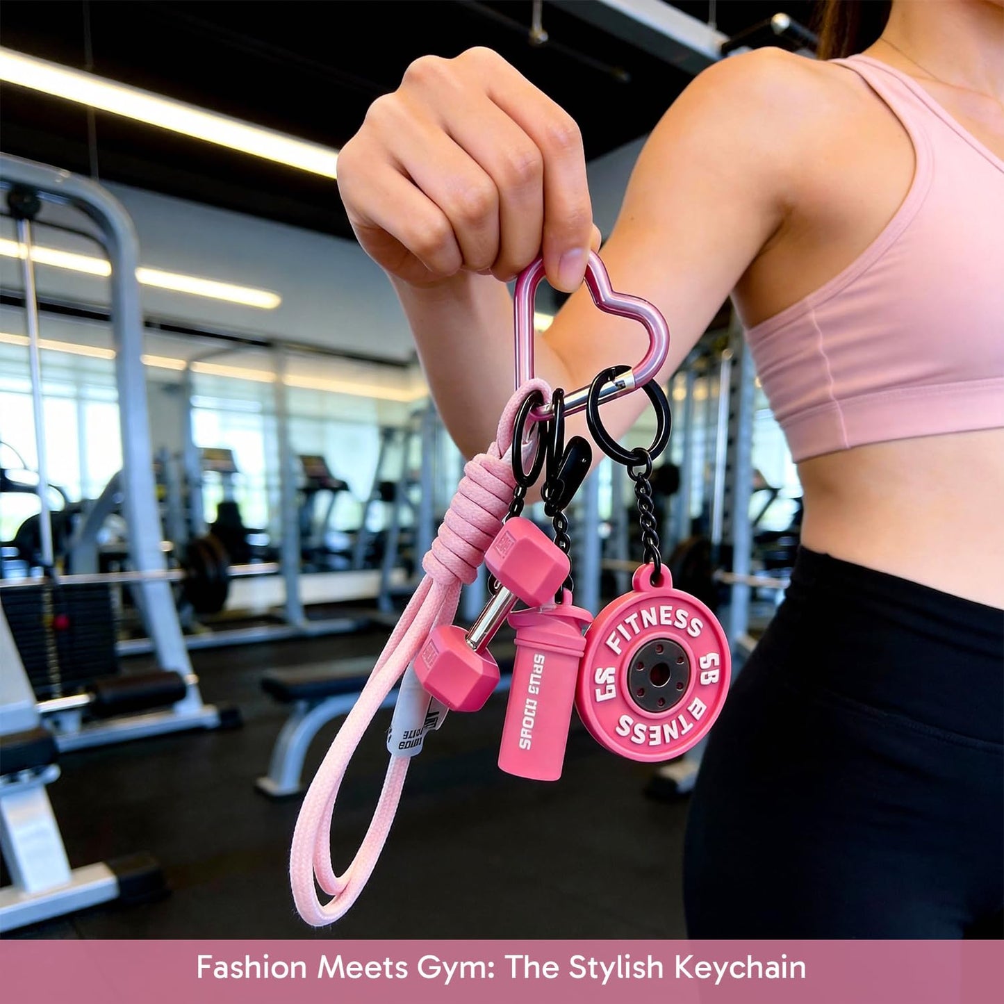 Hubaltuye Gym Keychain, Gym Bag Accessories, With Durable Design, Stylish Pink Gym Accessories for Women and Men, Fitness Enthusiasts Bag Decoration