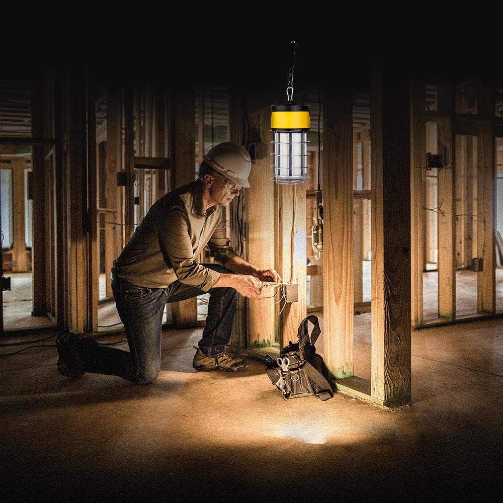 Feit Electric LED 100W Temporary Work Light, 12,000 Lumens, Hanging Plug-in Worklight, Ideal for Jobsites, Construction, Garages, Workshops and Large Area Lighting, 5000k, WORKCAGE12000PLUG