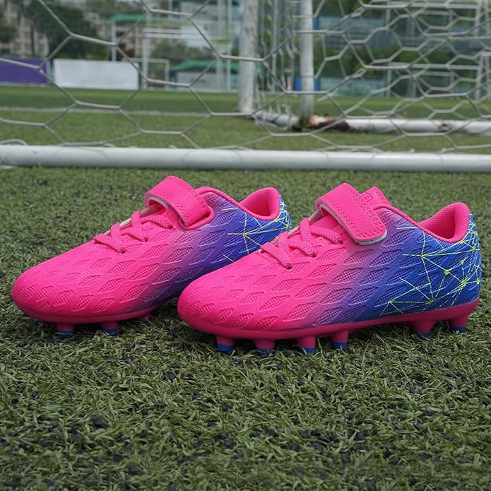 brooman Kids Firm Ground Soccer Cleats Boys Girls Athletic Outdoor Football Shoes
