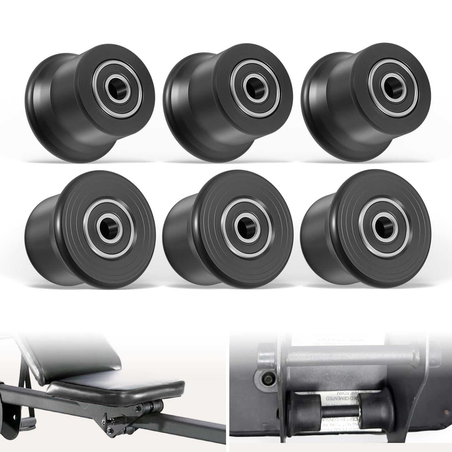 6-Pack Sliding Seat Rollers Replacement for Bowflex Home Gym, Compatible with Blaze, PR1000, Classic, Elite, Motivator 2, Sport & Ultimate 2 Models, Seat Rail Roller Wheels Kit