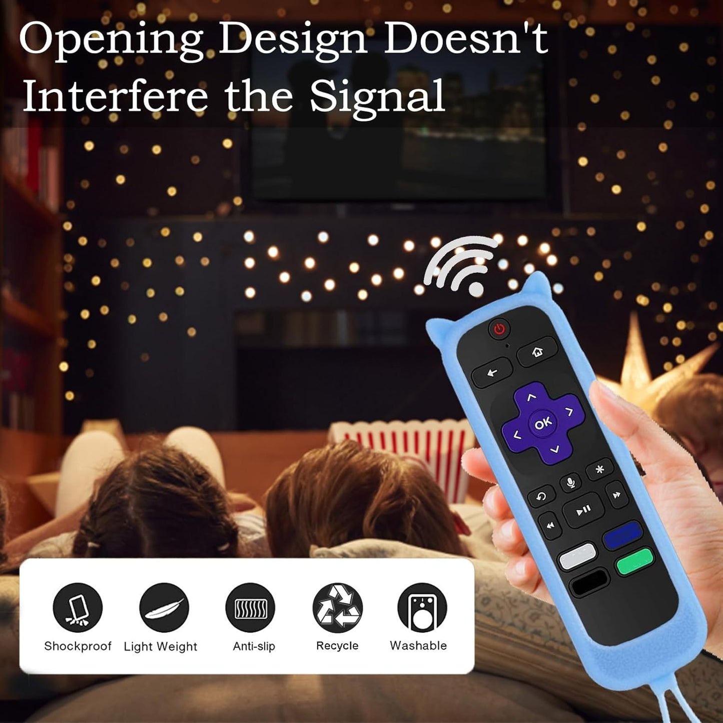 Gavyqier 3Pack 4K+, 4K 2021 Covers for Roku Remote With Cat Ears Design - Silicone Universal Protective Controller