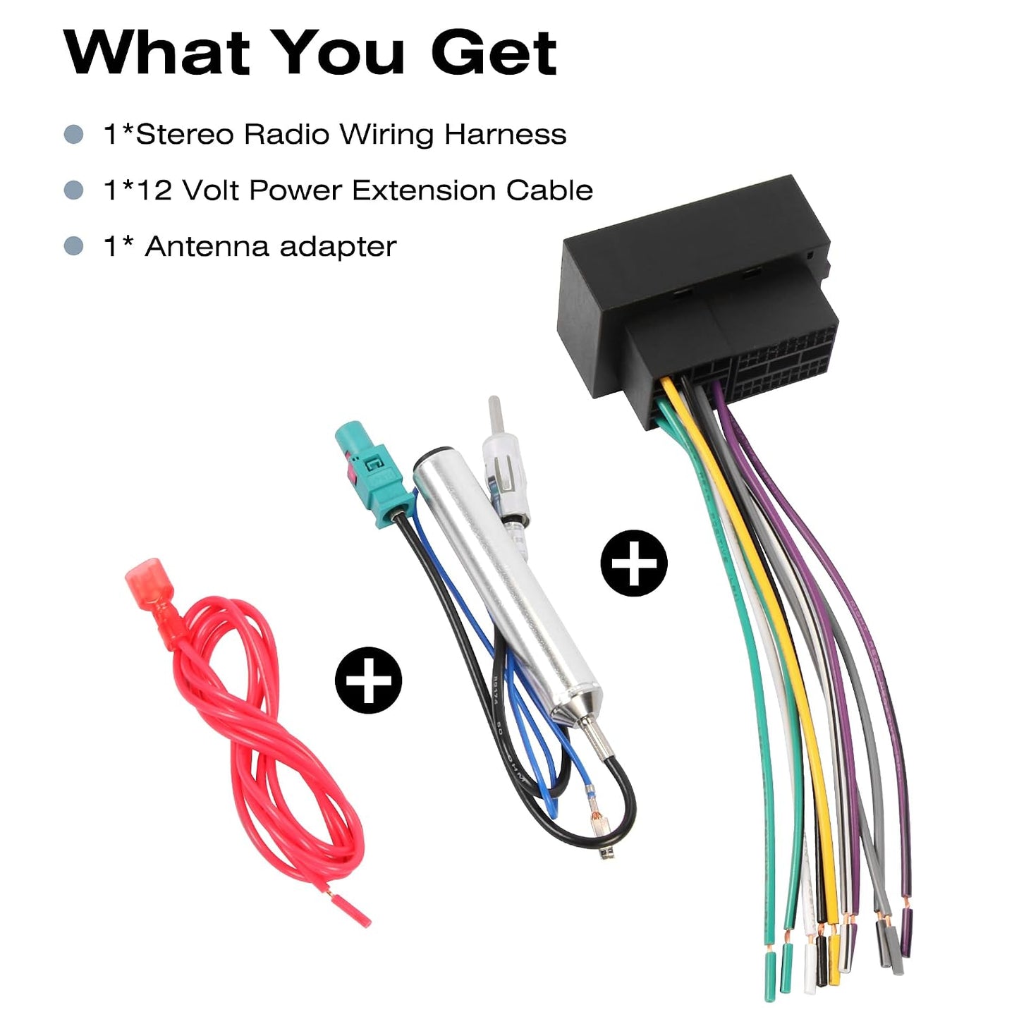2013-up RDBS Car Radio Wiring Harness, Stereo Wire Harness and Antenna Adapter Combo kit to Connect an Aftermarket