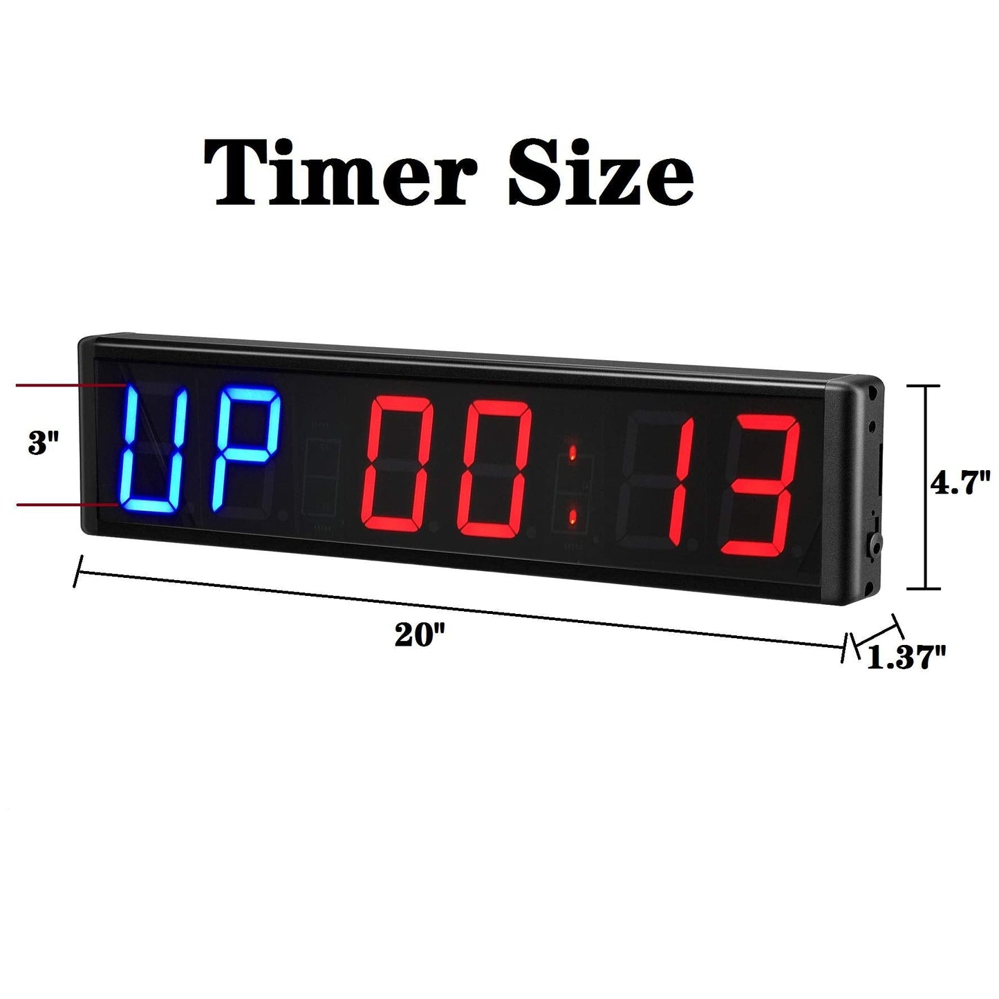 Ledbrigym Gym Timer 3 Inch Big Clock Fitness Home Tabata Boxing Count Down and Up with Remote