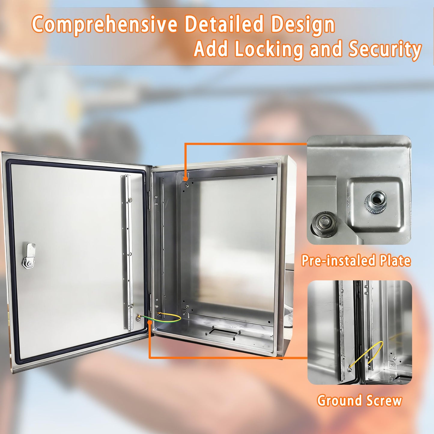 NBCYUNER Stainless Steel Electrical Enclosure 12x10x6 Inch NEMA 4X Enclosure 304 Stainless Steel Box IP66 Waterproof and Dustproof Metal Box