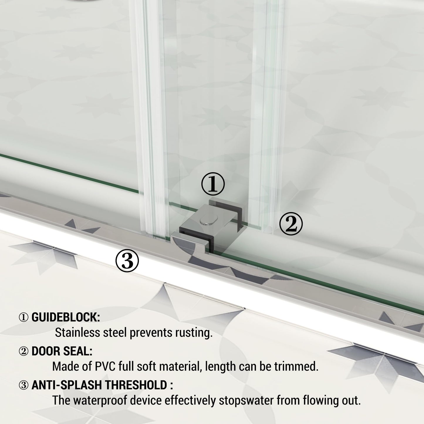 YINVANI Shower Door, 67-72" W x 76" H, SGCC-Certified 3/8" (10mm) Clear Tempered Glass, Frameless Double Sliding Shower Door, Stainless Steel Chrome Finish