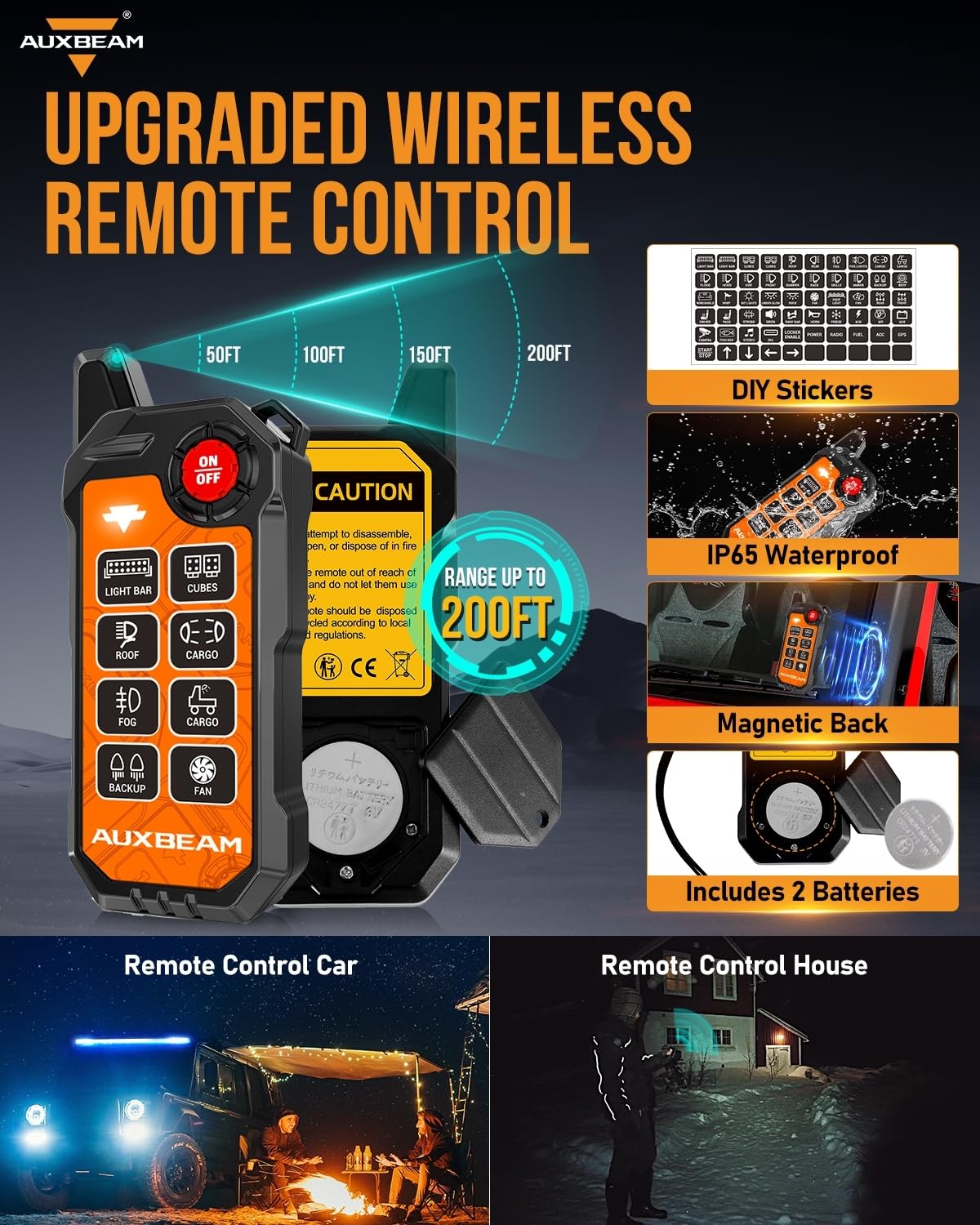 Auxbeam 8 Gang Slim Switch Panel Bluetooth RGB AS-800 with APP&Remote Control Toggle Momentary Pulsed 80A Switch Pod Off Backlight for 12-24V Truck Offroad UTV ATV Car Marine, 3 Years Warranty