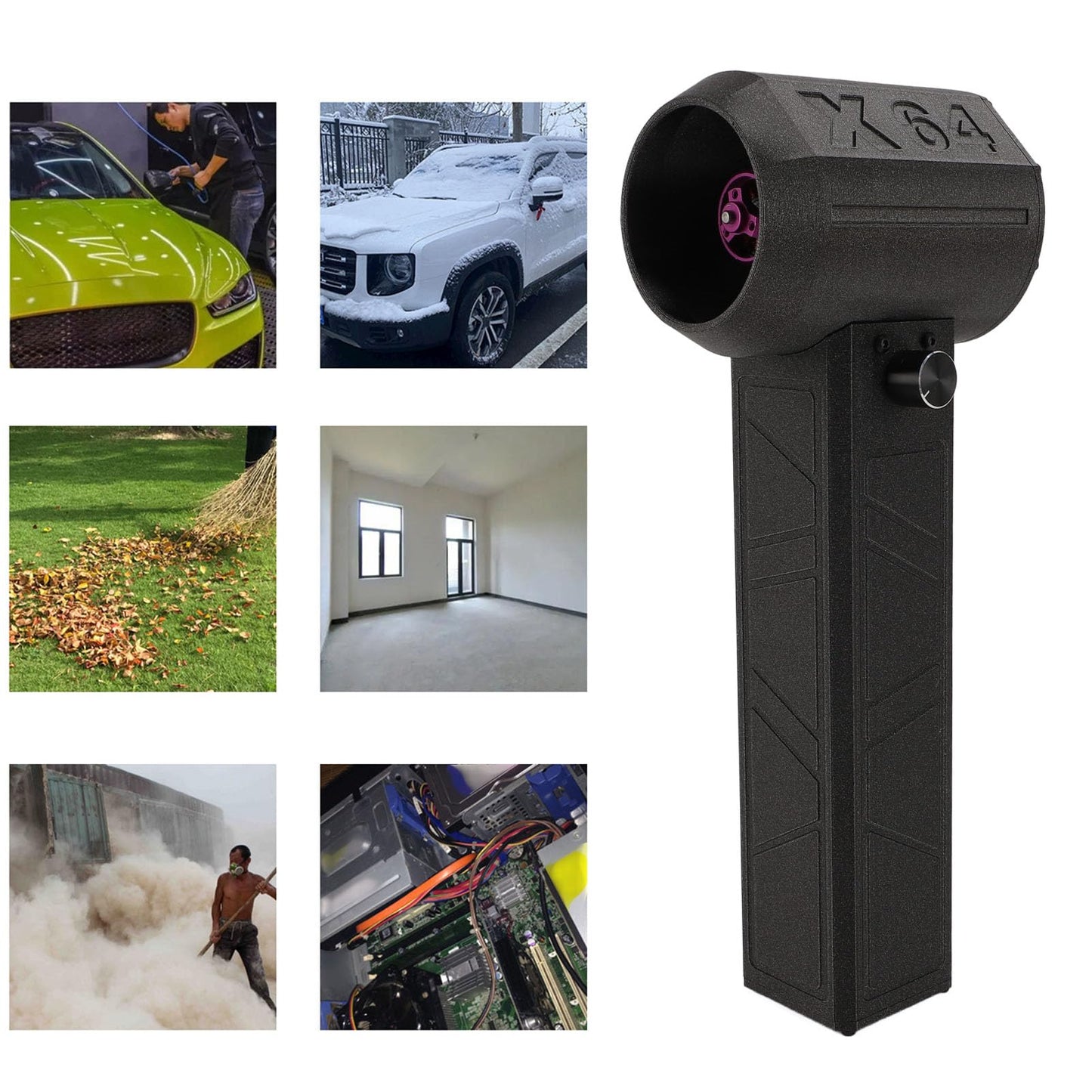 Compressed, 1000000RPM High Speed Electric, Mini Turbo Fan Blower with 64mm Brushless Motor, Rechargeable Cordless Jet Dry Blower for Car and Home (Black)