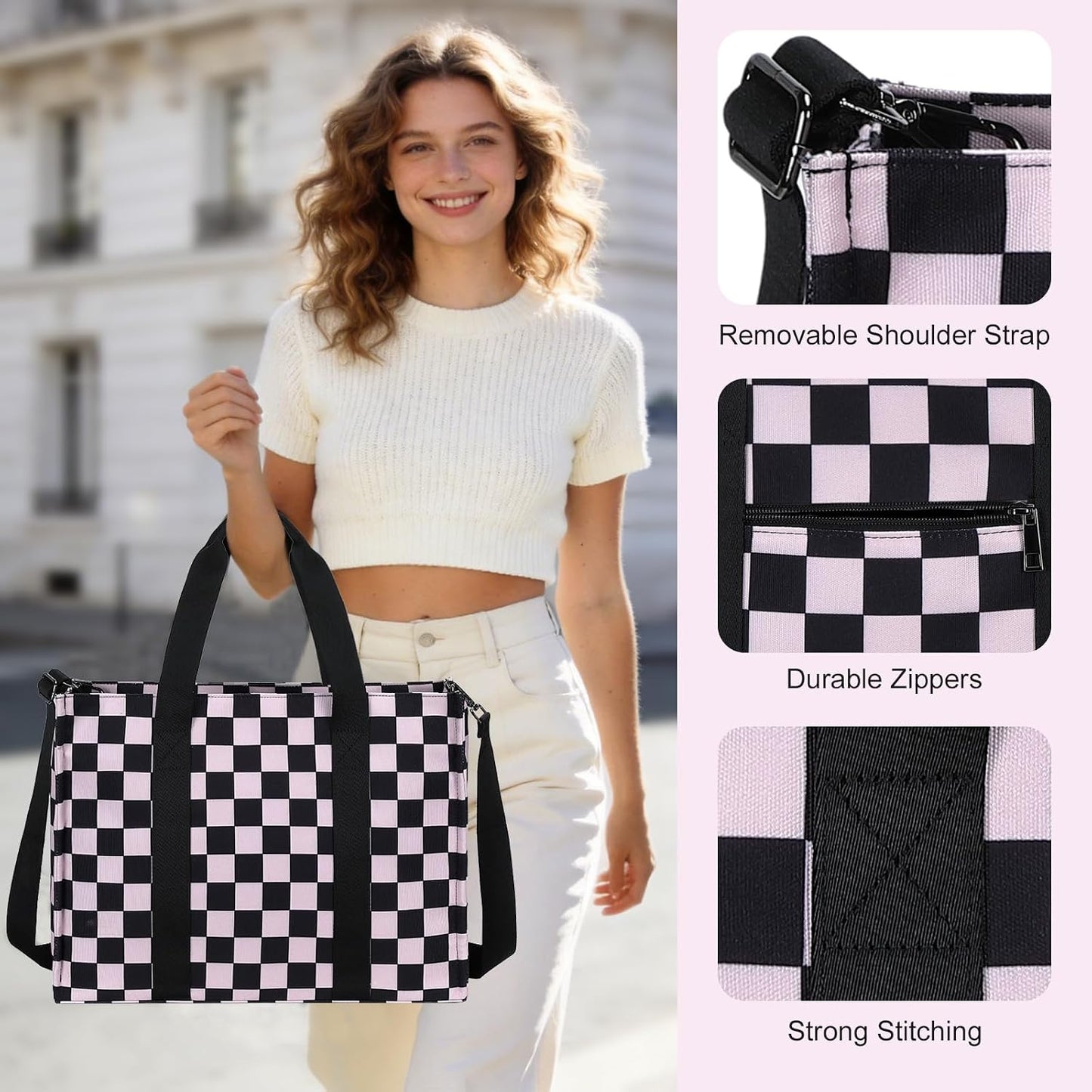 15.6 inch Laptop Tote Bag for Women Work Canvas Shoulder Bags Computer Messenger Purse Teacher Handbag Office Briefcase