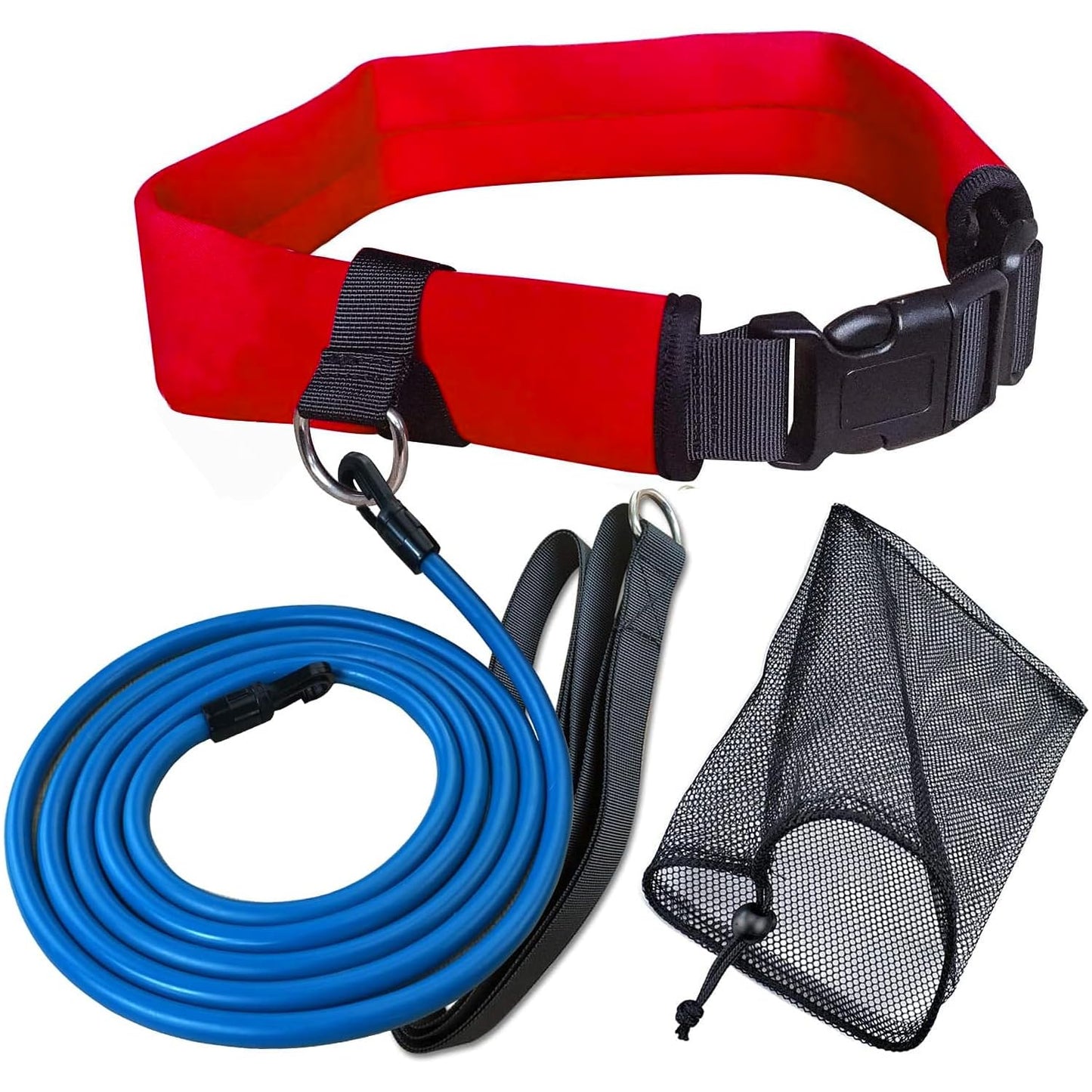 UCEDER Swim Belt Swim Training Belt with 2.2M Bungee Cord Adjustable Swim Tether for Swim in Place Swimming Pool Trainer Belt for Stationary Harness Aquatic Resistance Water Exercise (Red)