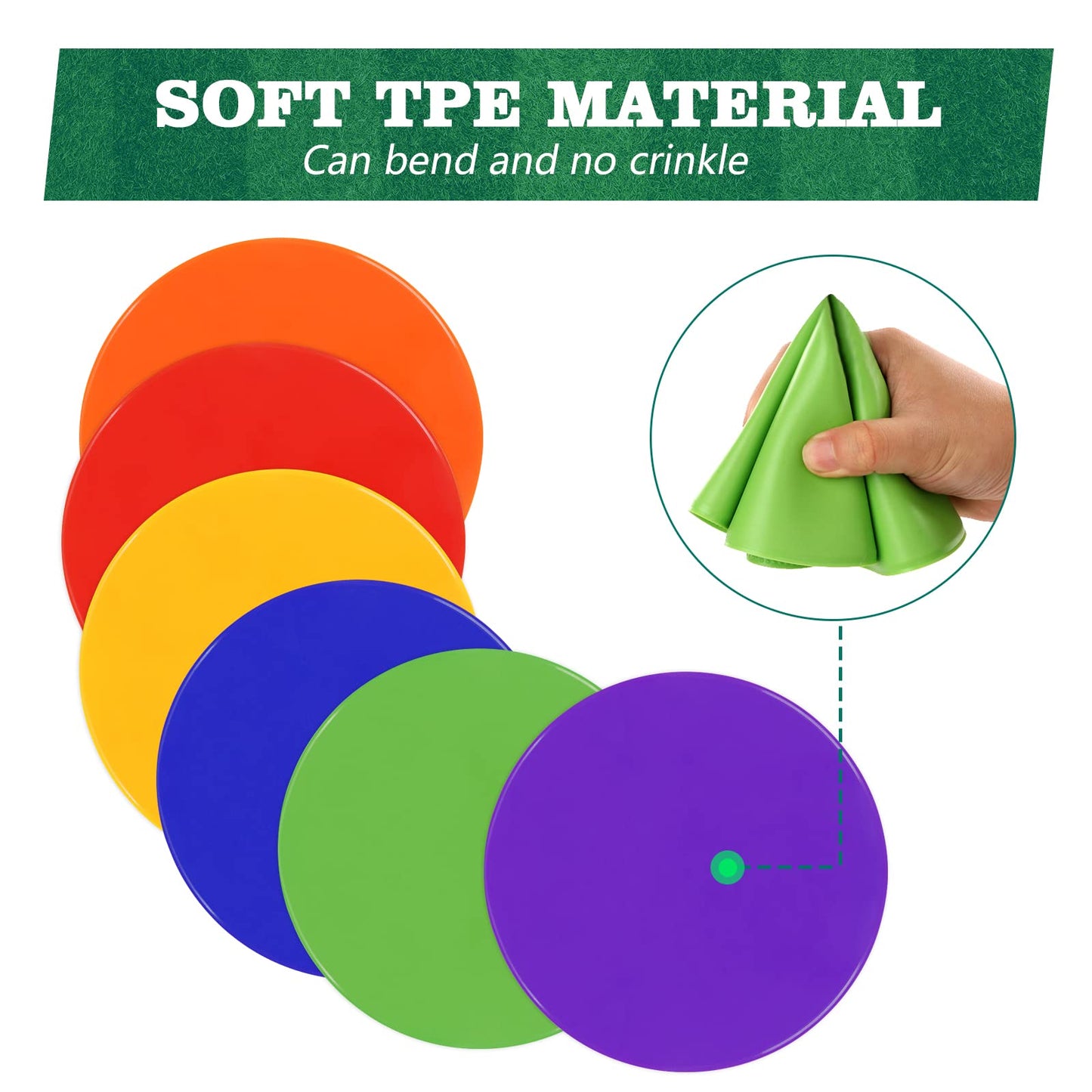 ZIECE Spot Markers 9inch 12 Pack Rubber Floor Dots Non Slip Flat Cones Agility Dots for Kids Soccer Basketball Sports Speed Agility Training, Preschool Classroom Activities