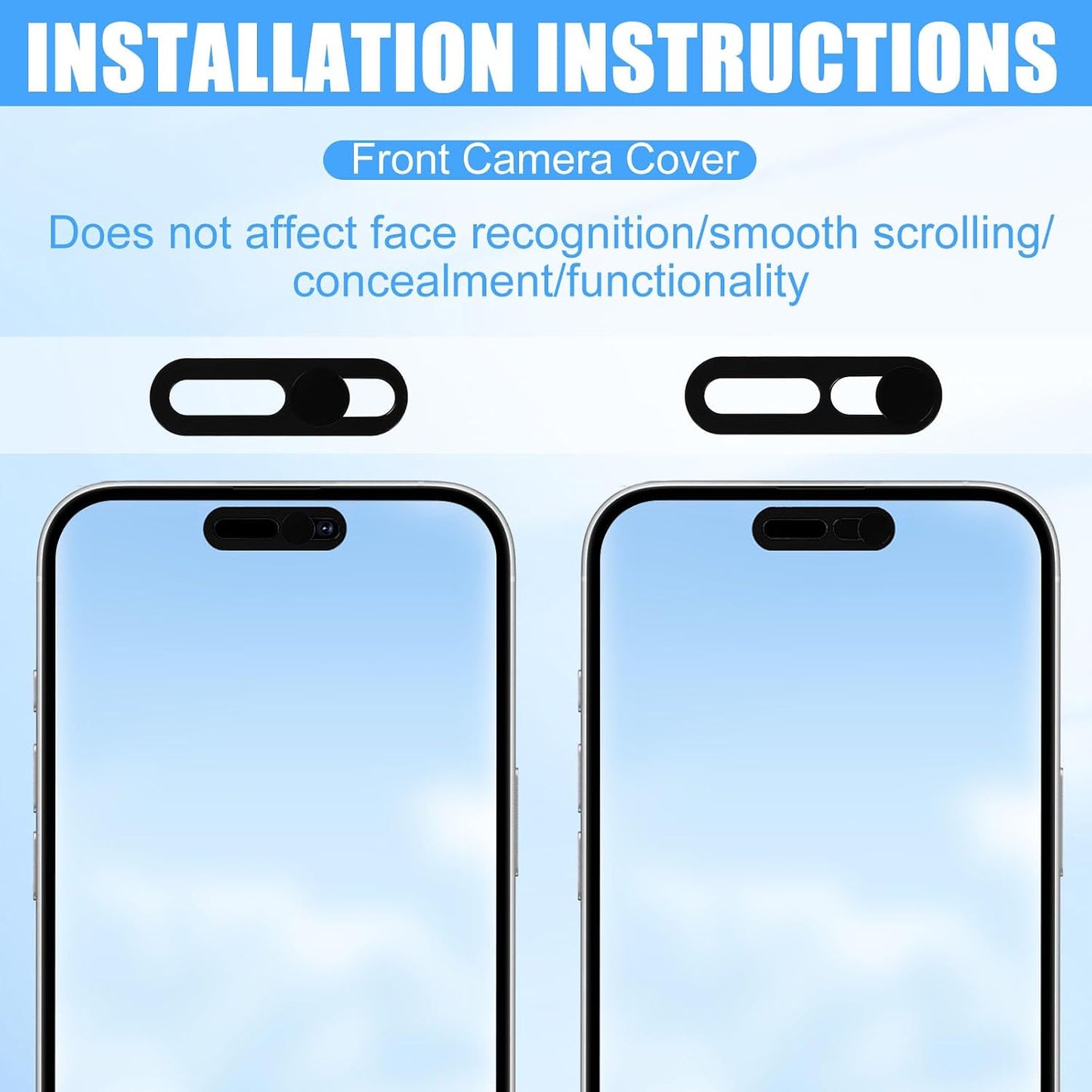 Fukaisu 2pcs 15 16 17 14 17 Front Camera Cover Slide, Ultra Thin Webcam Cover Front Phone Camera Protection to Protect