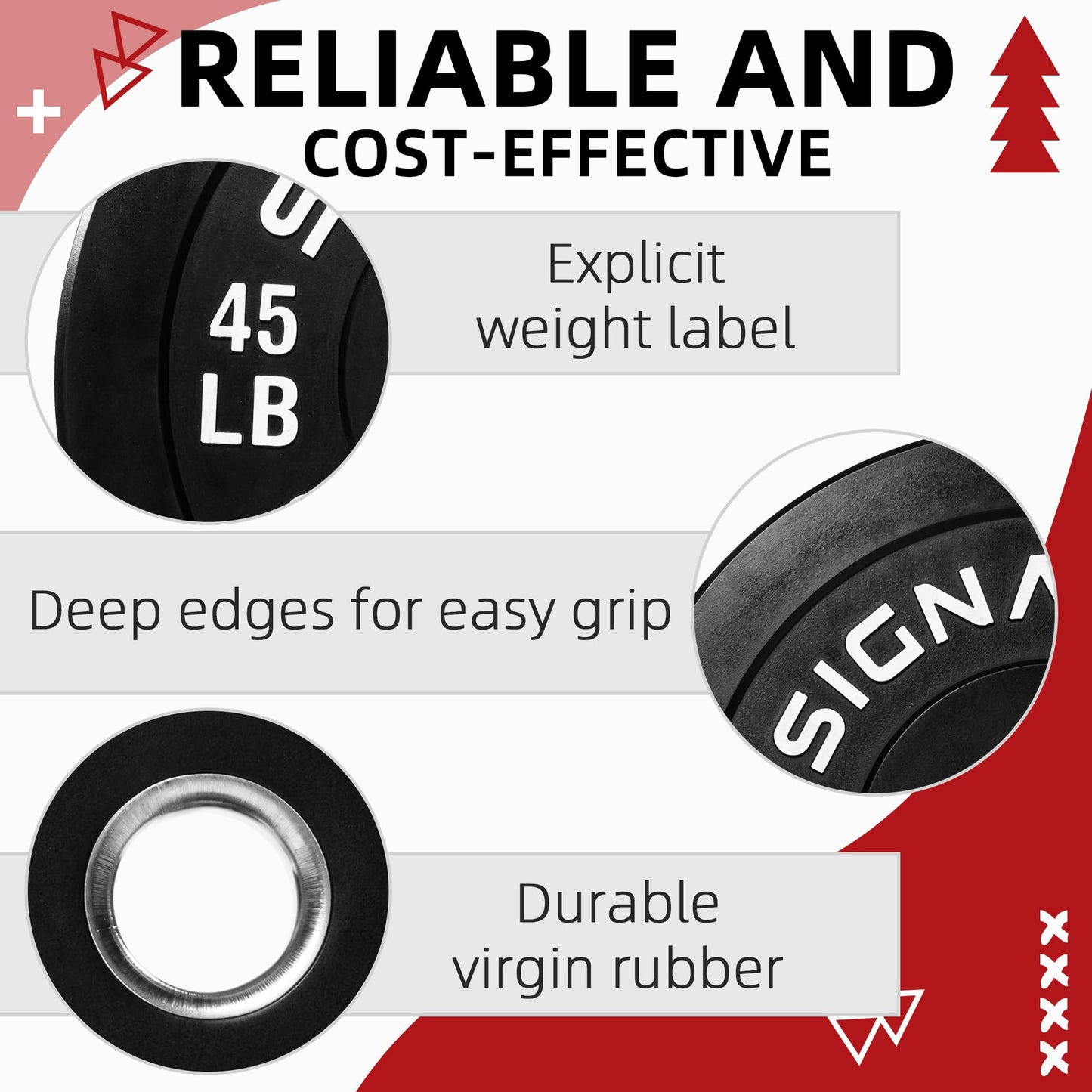 Fitvids 2" Olympic Bumper Plate Weight Plates with Steel Hub, 10LB, Pair, Black, Updated