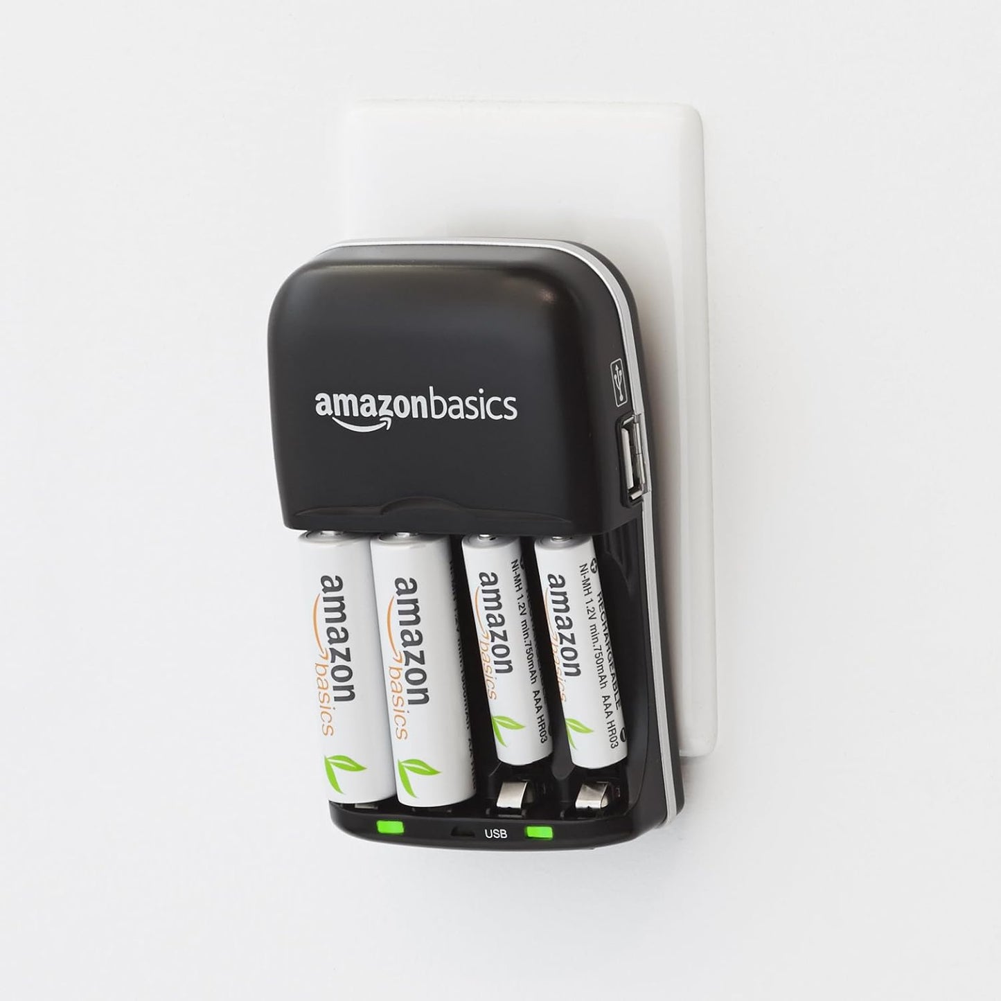 Amazon Basics Rechargeable Battery Charger for AA & AAA Ni-MH Batteries with USB Port, Portable, Travel-Friendly
