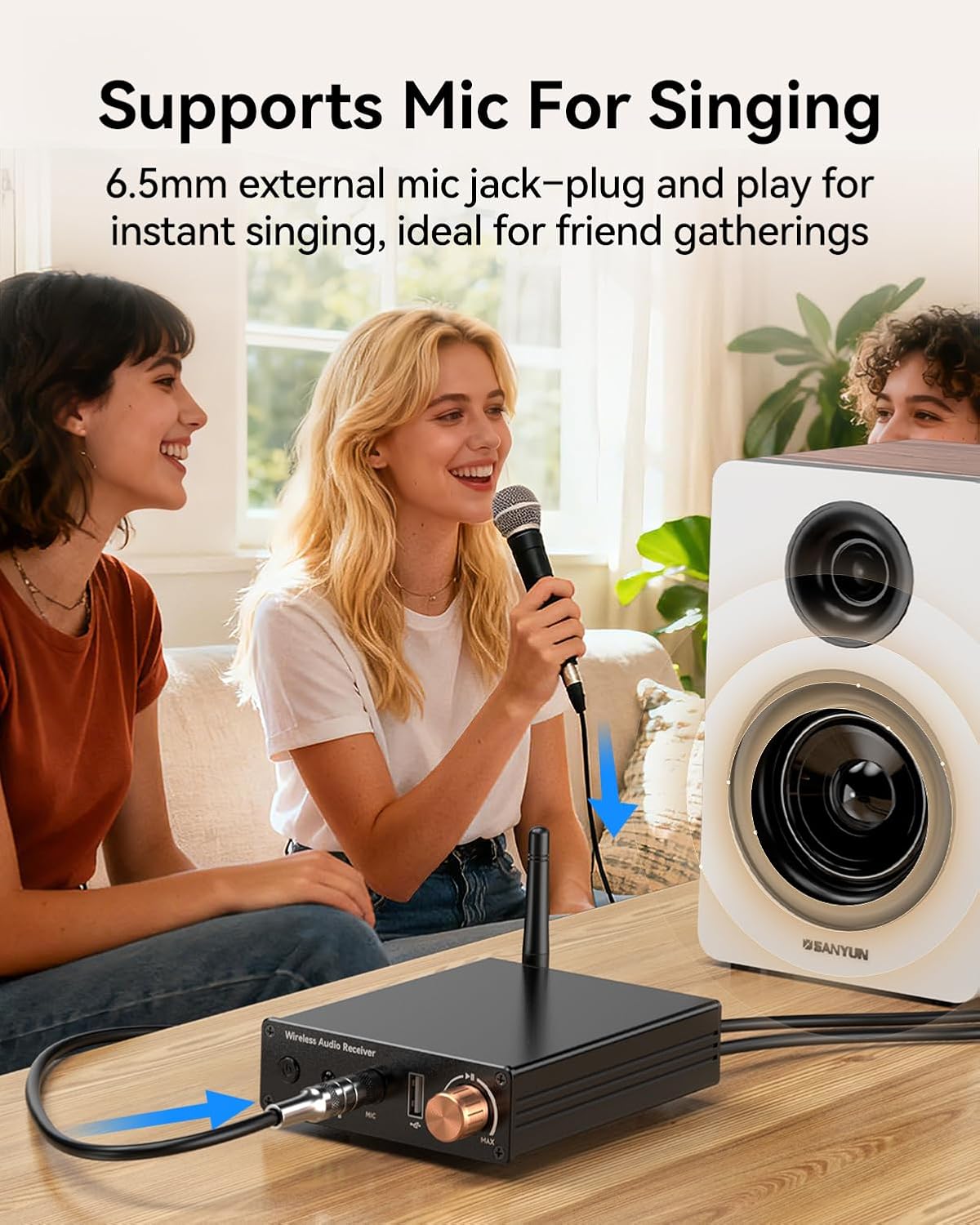 MiiTeeks 6.0 3.5mm/RCA,USB 6.5mm [Upgraded] Bluetooth Receiver,Wireless Bluetooth Long Range Low Latency for Home Audio