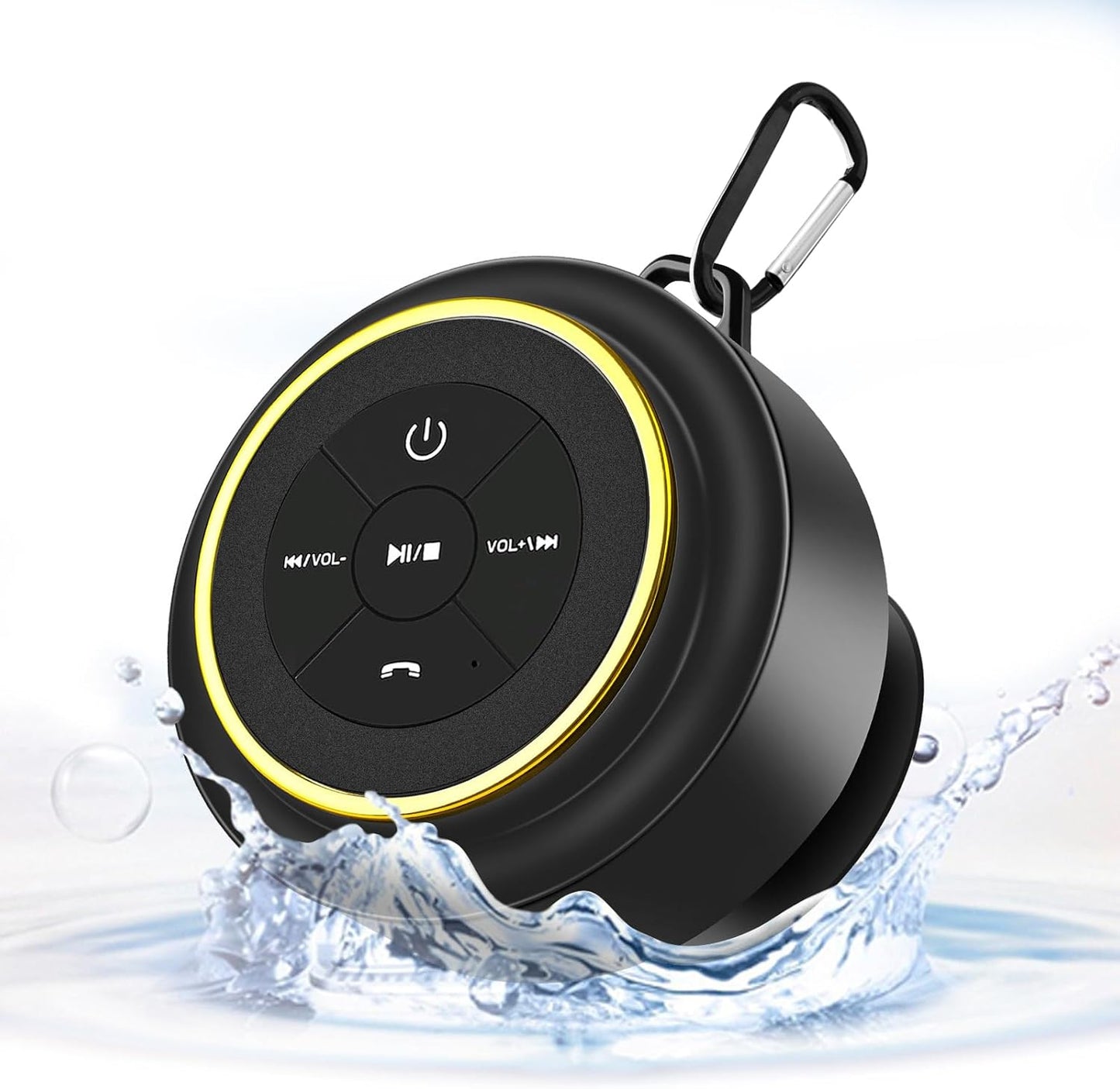 Kebrela IP67 Bluetooth Shower Speaker with Carabiner, Portable Bluetooth Speakers with Suction Cup, Waterproof