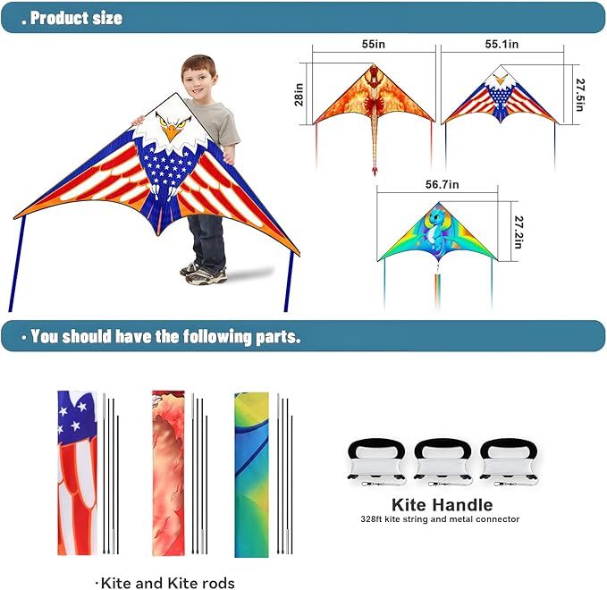 Large Kites for Adults Kites for Kids Ages 4-8， 8-12 Beach Park Outdoor Game Activities, Gifts for Easter and Festival