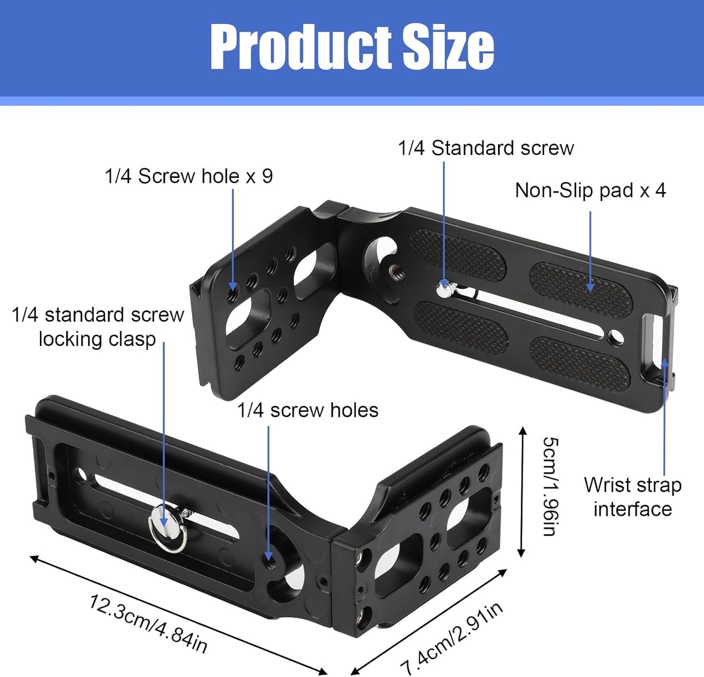Uelkr 1/4" DSLR Camera L Bracket Quick Release Plate Vertical Horizontal Switching Tripod with Screw, Camera Mount