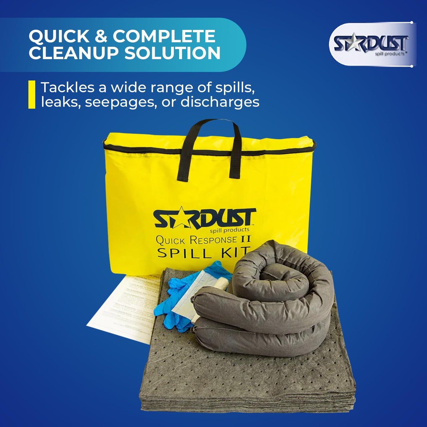 Stardust Spill Products Universal Spill Kit – OSHA Compliant Solution for Vehicles, Industrial, & Restaurant Use, Emergency Response Chemical, Water, & Bodily Fluid Cleanup, 6-Pack