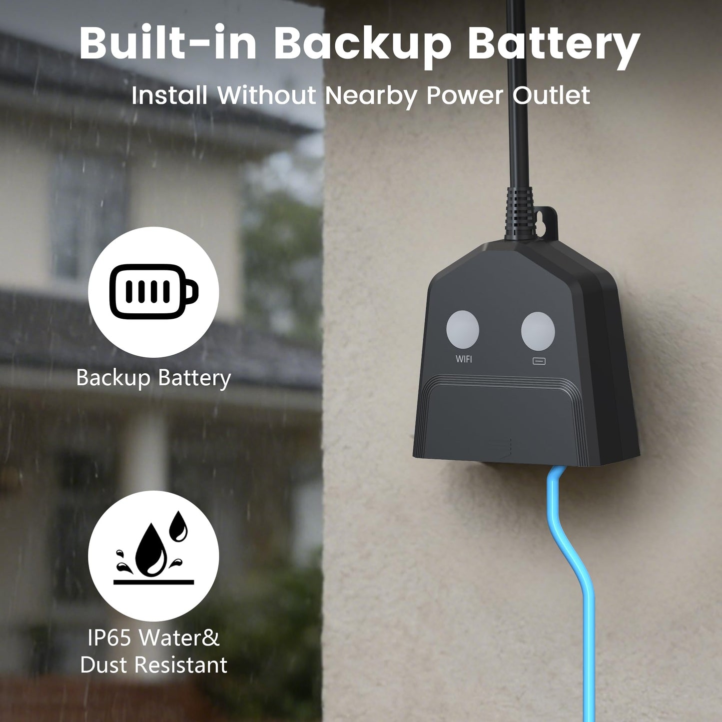 Sump Pump Alarm WiFi, Smart High/Low Water Level Alarm with Alarm-activated Outlet, Free App Alerts,Built-in Backup Battery,110dB Siren,10ft Float Switch for Septic Tank, Sump Pump, Ponds & Water Tank