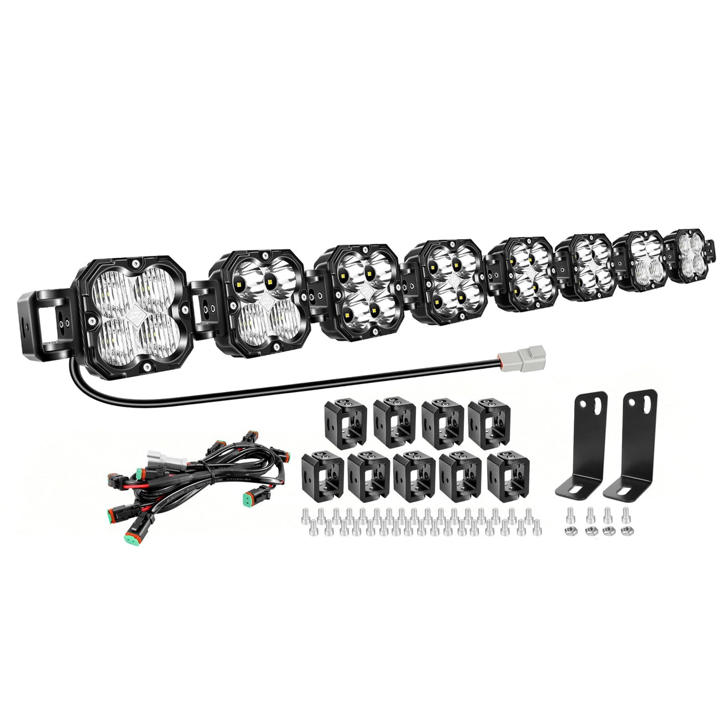 SKYWORLD 52in 8 Pcs Cube LED Pod Light, 4 Inch 30W Spot Flood Combo Beam Work Lights,5500K Car Off-Road Driving Lamp for ATV, UTV, 4x4, Tractor,Truck,Motorcycle