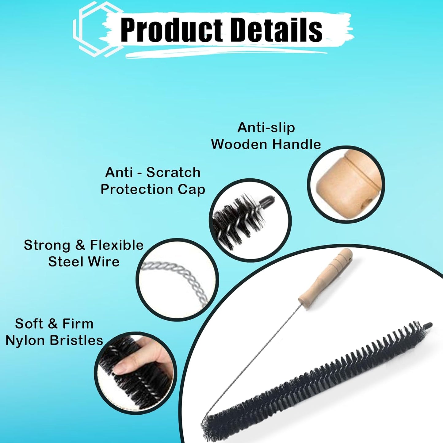 Skiennix Dryer Vent Cleaner Kit - Flexible Lint Brush & Refrigerator Coil Brush for Dust Removal (1-Pack)